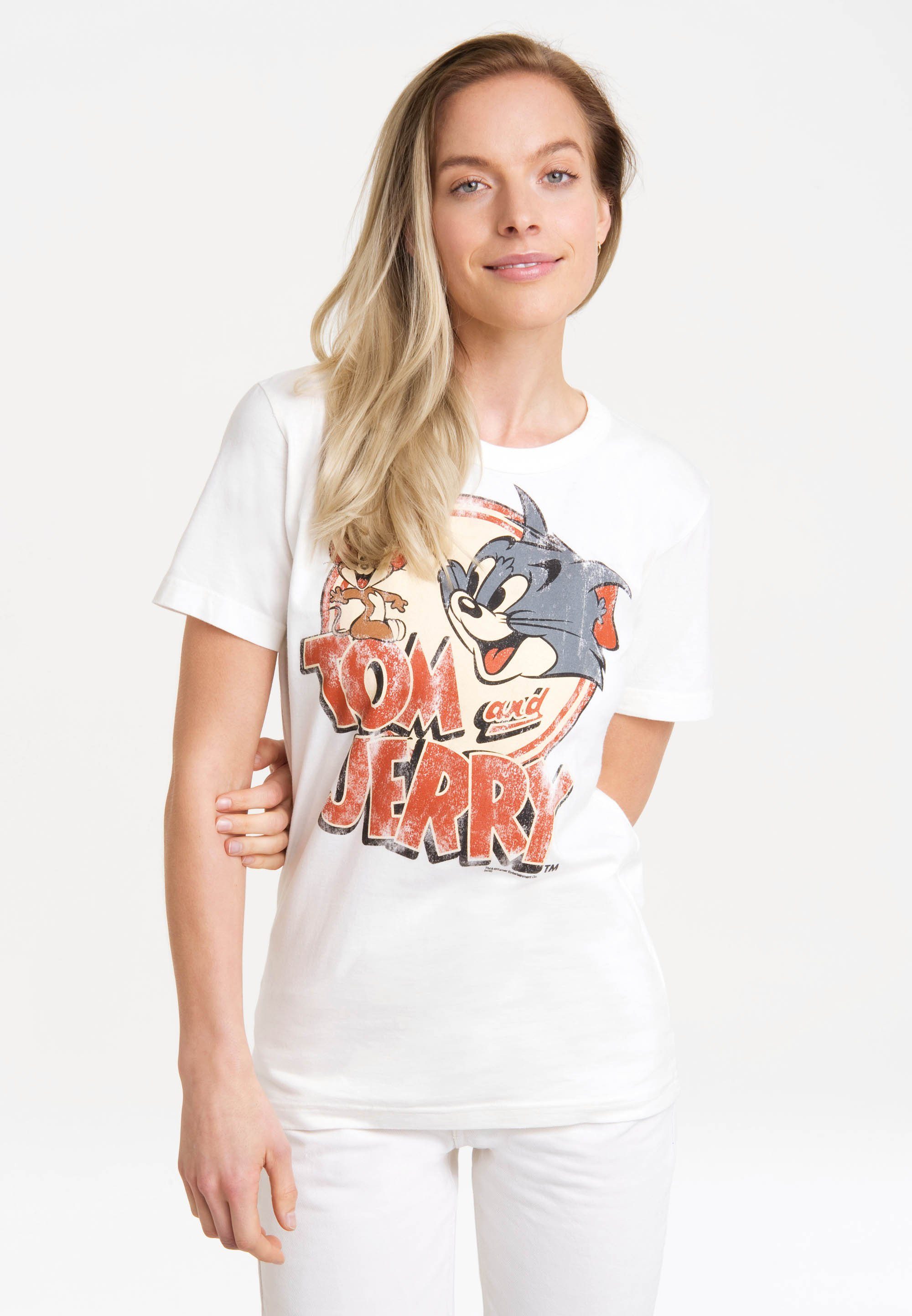 & lizenziertem Print Tom Jerry LOGOSHIRT mit T-Shirt