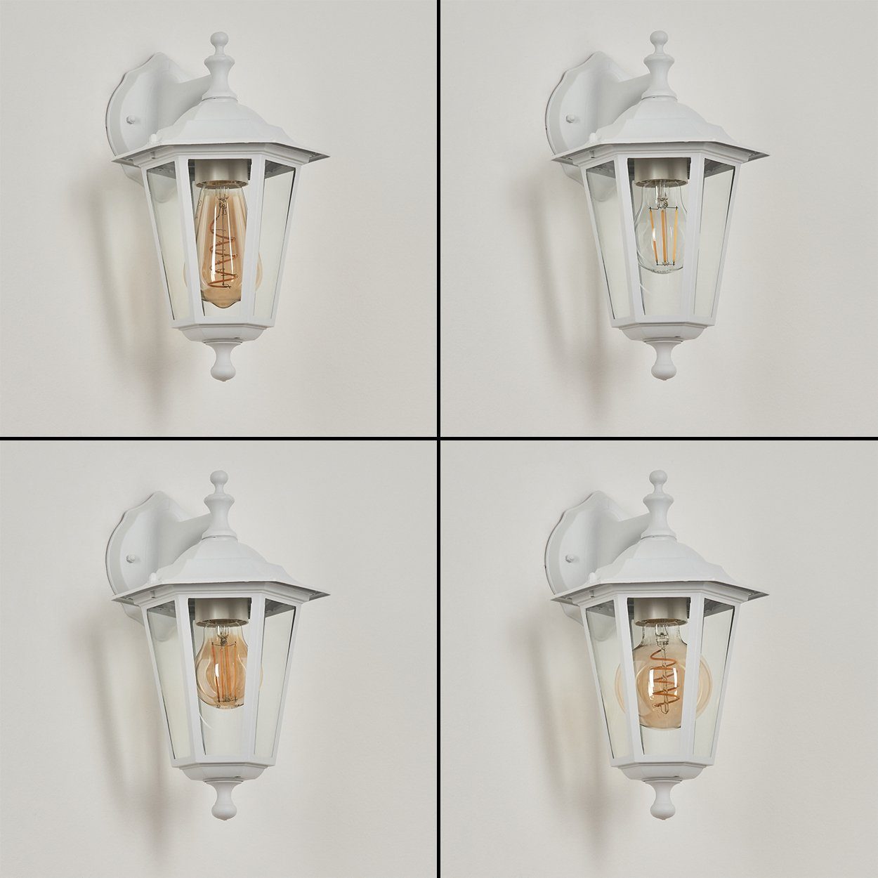 Metall/Glas Weiß/Klar, Abwärts aus »Albettone« Lichteffekt, E27, Leuchtmittel, hofstein IP44 Außenleuchte Vintage ohne Wandlampe in m. Außen-Wandleuchte
