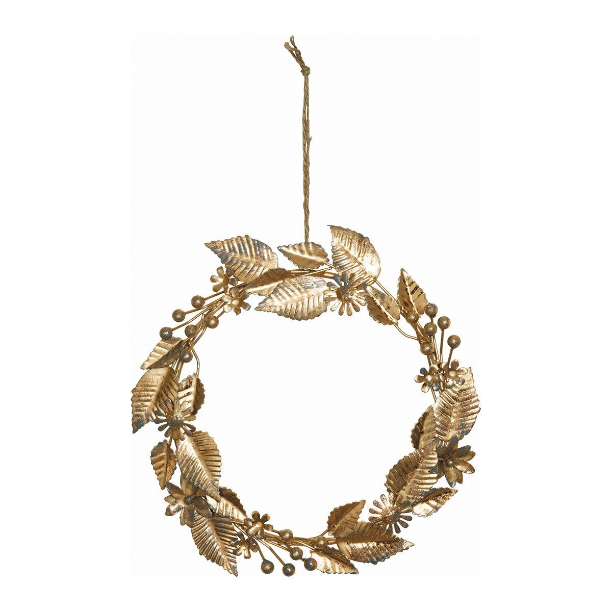 Annimuck Wanddekoobjekt Mathilde St) D26 gold M. Blätter Blüten und * Kranz Metall Wanddeko (1 cm