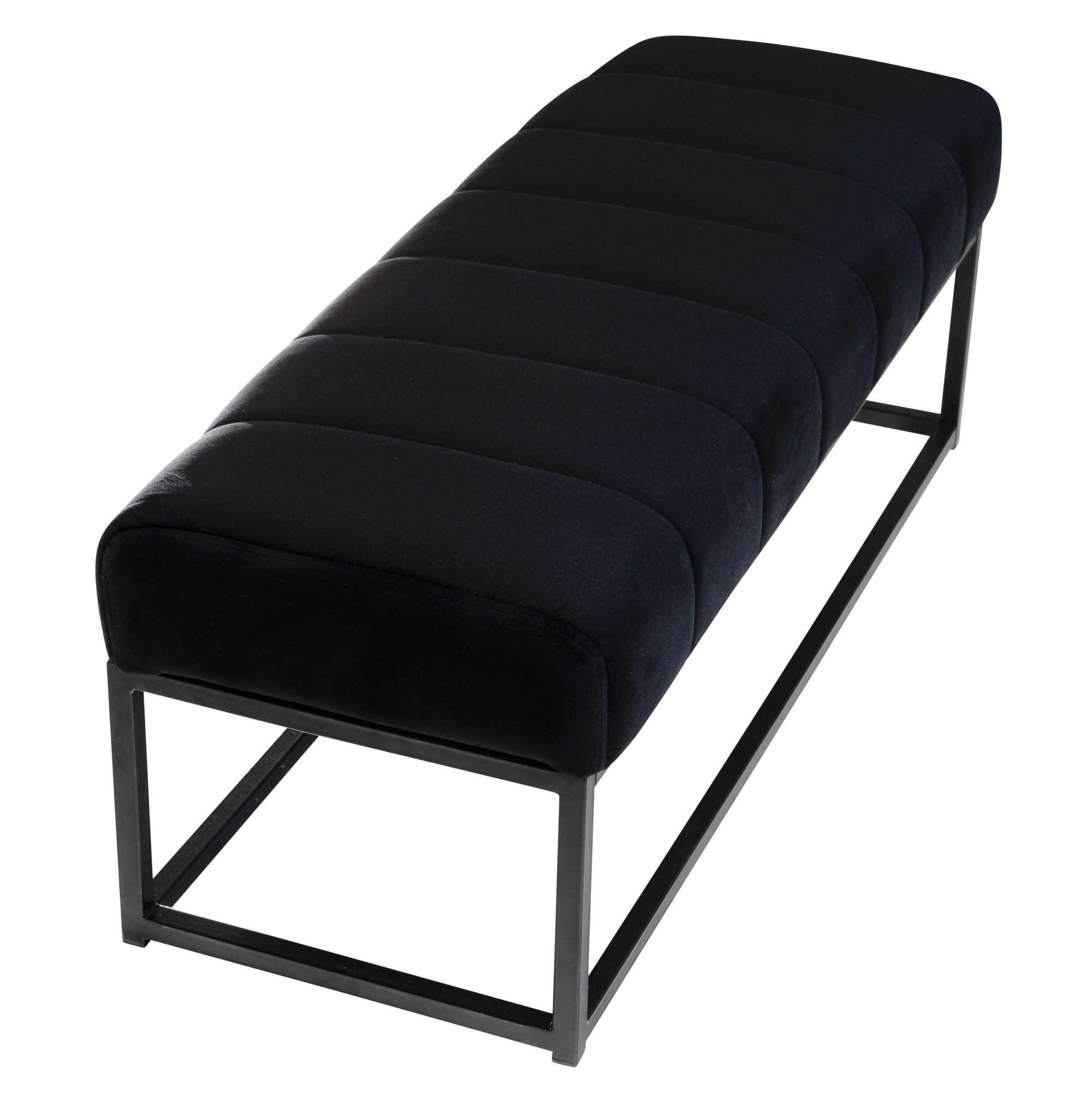 FINEBUY Bettbank FB60343 Sitzbank Polsterbank Samt 108 cm Flurbank Modern Bank (Samt Schwarz 108x40x40 cm, Flur Polsterbank), Design Stoffbank Schlafzimmer, Garderobenbank