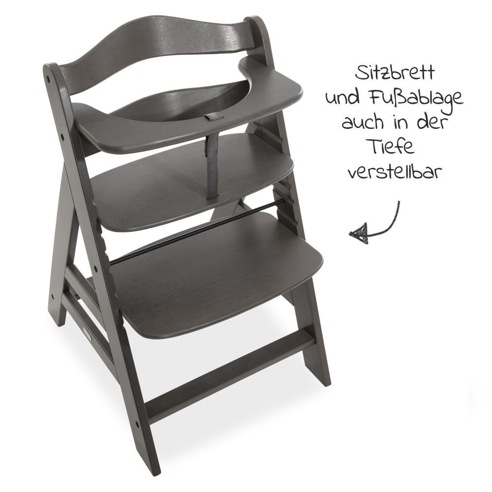verstellbar Kinderhochstuhl Tisch Holz Charcoal Mitwachsender Alpha & Hauck Hochstuhl mit Sitzauflage Selectline,