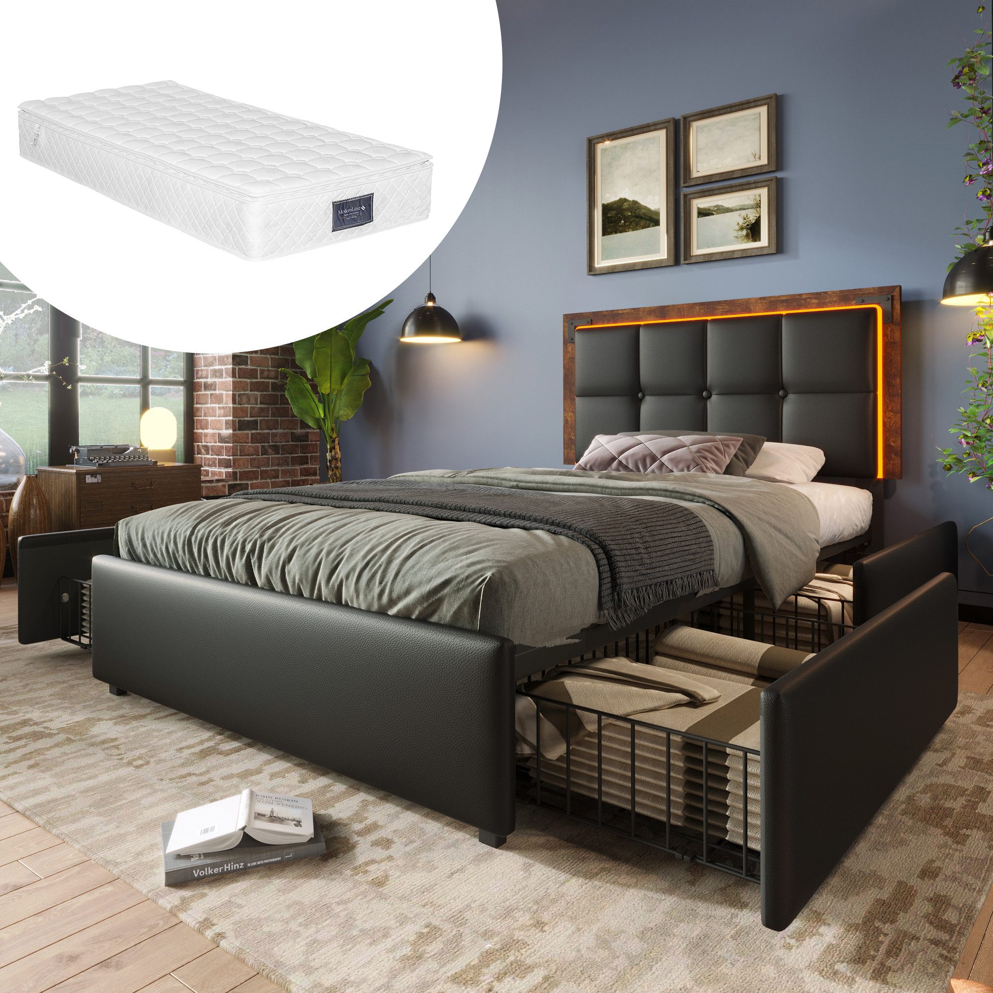 STILVORA Polsterbett Bettgestell 90x200 bett mit günstig online kaufen