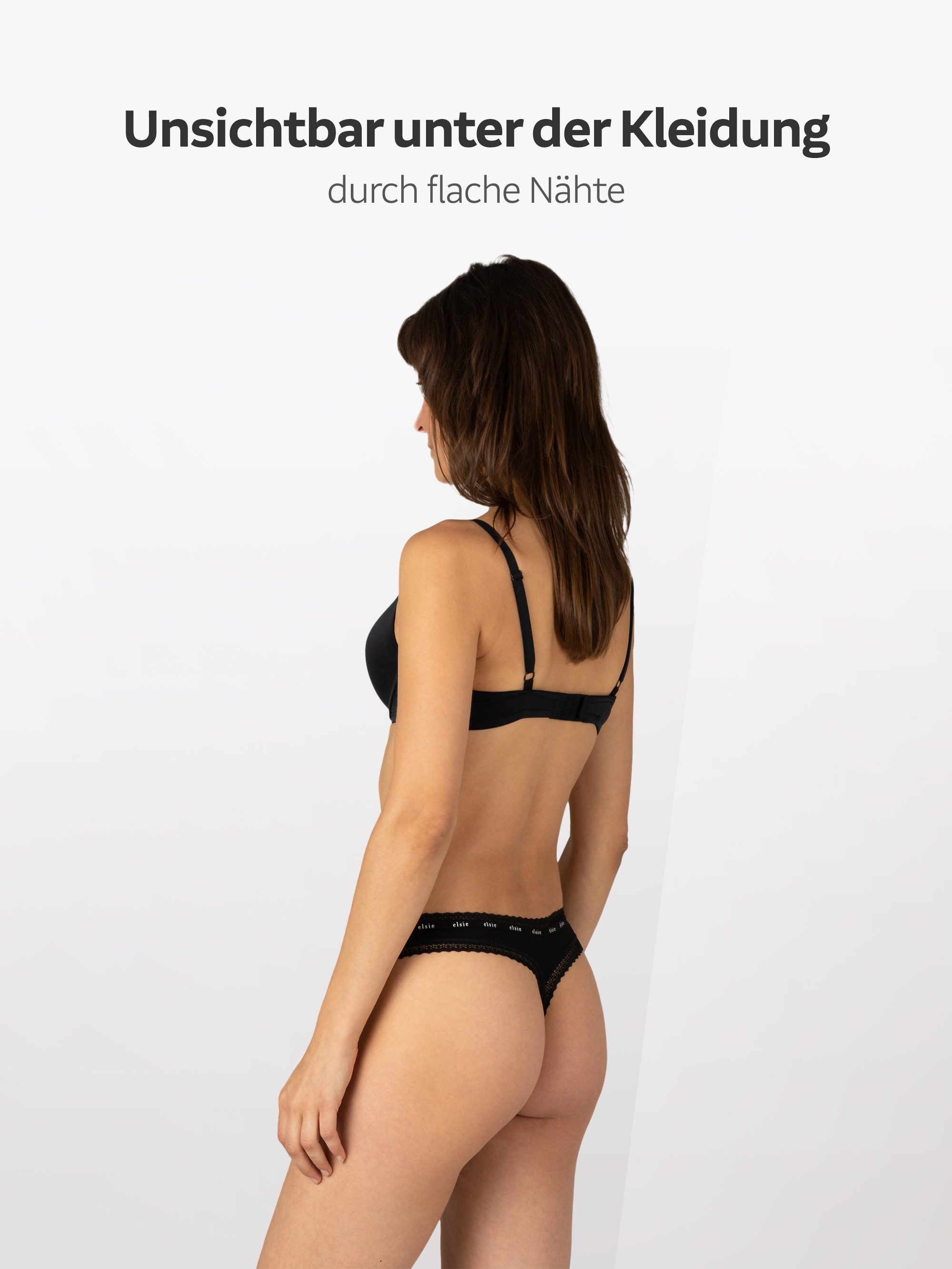Elsie Tanga mit Spitze Unterhosen Damen String Tanga Damen aus Baumwolle Stretch (Packung, 5-St., 5er-Pack) unsichtbar unter deiner Kleidung - Frauen Slip Damen