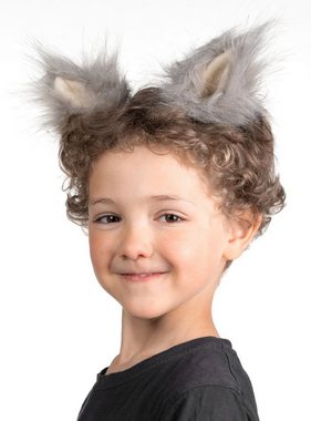 Leg Avenue Kostüm Fellohren grau, Zwei flauschige Tierohren an Haarclips
