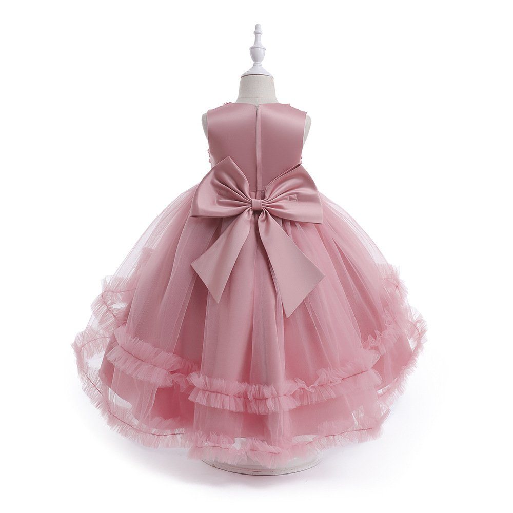 LAPA Abendkleid Kinder Partykleid Prinzessin Blumen Tüll Mädchen Hochzeit Abendkleid Lotusfarbe