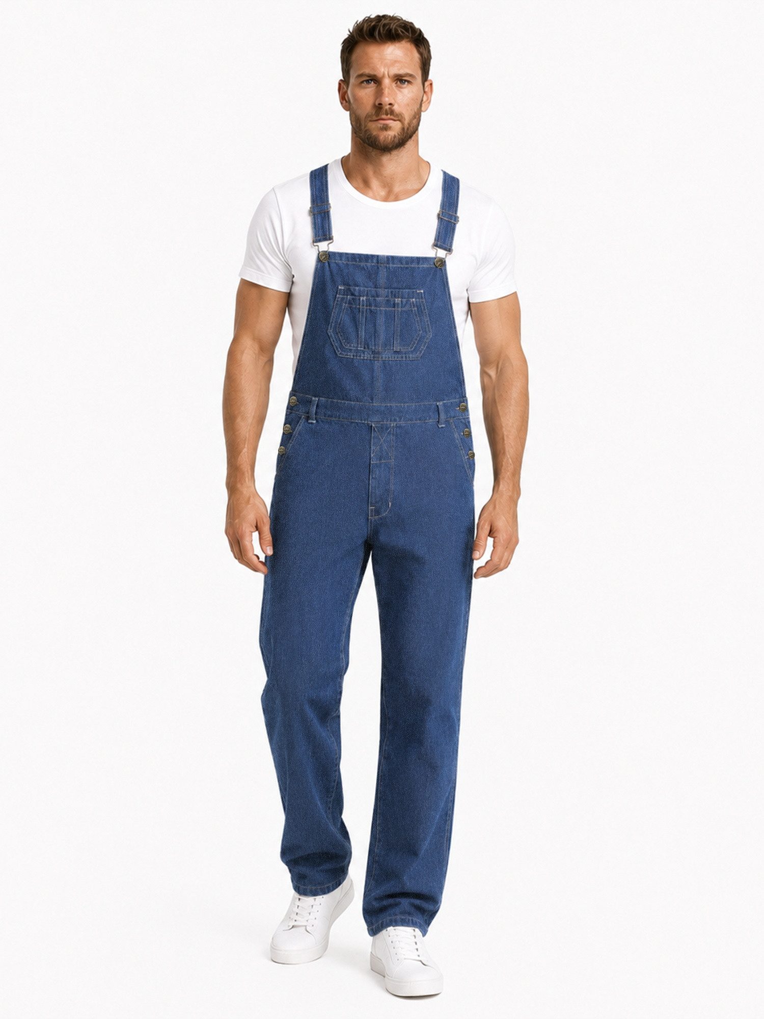 YOUTHUP Jeanslatzhose Herren Unifarbige Jeans Loose Fit Overall