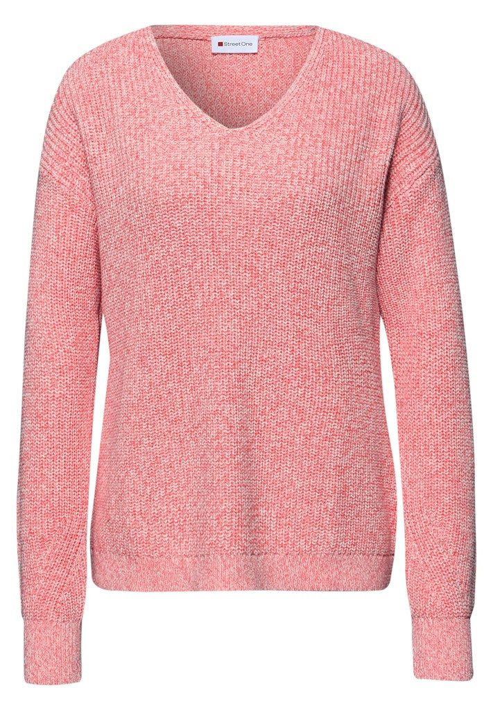 STREET ONE Wollpullover STREET ONE / Da.Strick / V-neck moulinÃ© günstig online kaufen