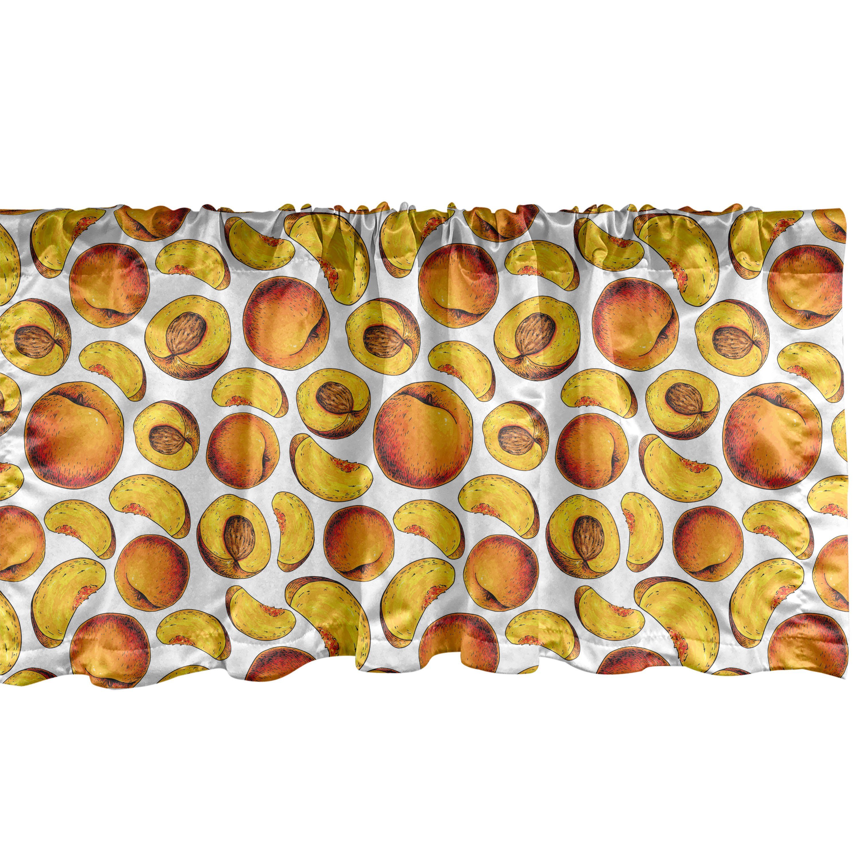Scheibengardine Vorhang Volant für Küche Schlafzimmer Dekor mit Stangentasche, Abakuhaus, Microfaser, Vintage Botanik Geschnitten Peach Pieces