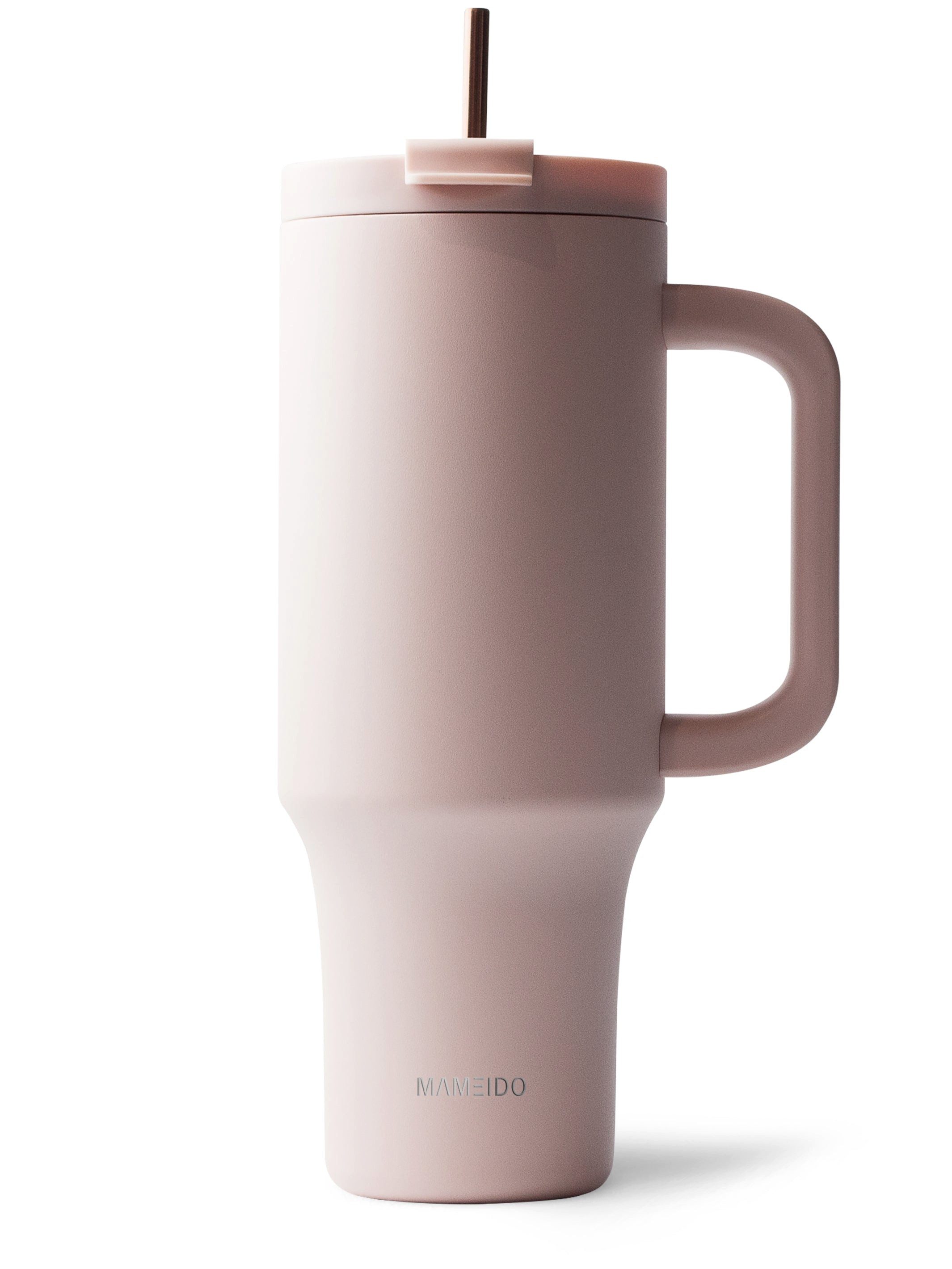 MAMEIDO Thermobecher, Edelstahl, Kunststoff, Silikon, doppelwandig isoliert, auslaufsicher in 350ml, 470ml, 700ml & 1200ml