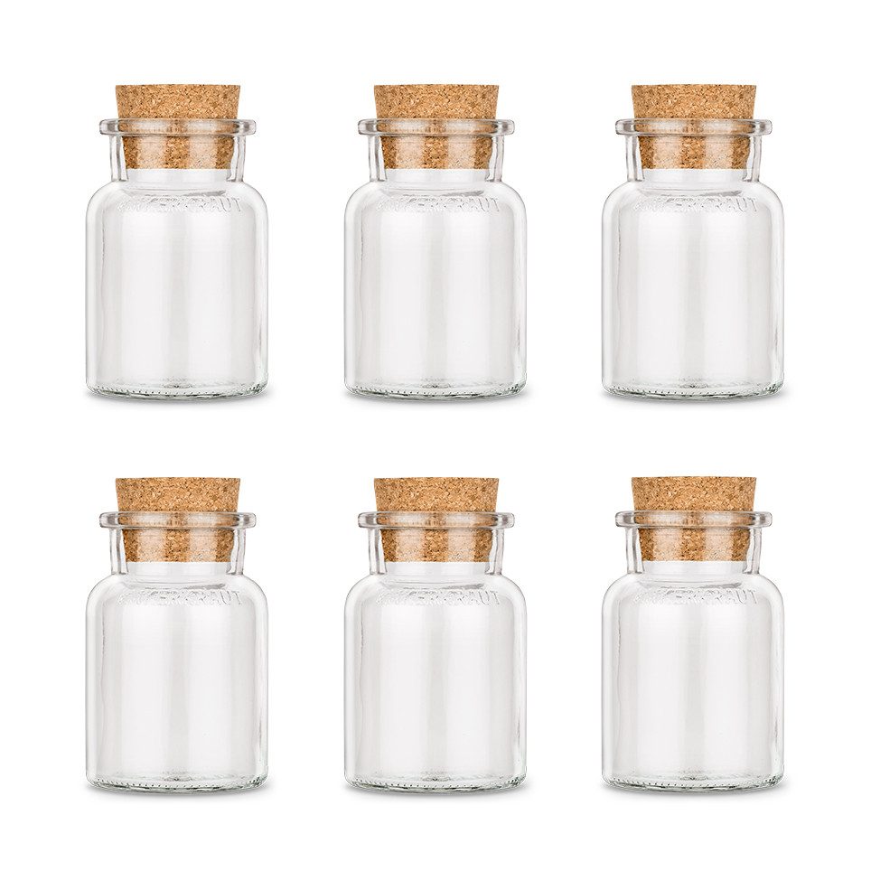 Ankerkraut Gewürzbehälter Leeres Korkenglas, klein, Glas + Korken, (6-tlg), mit Korken