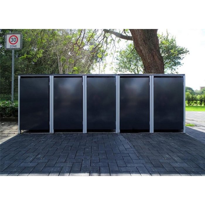SRM Design Mülltonnenbox 5 Mülltonnenboxen ohne Stanzung Anthrazitgrau 240L