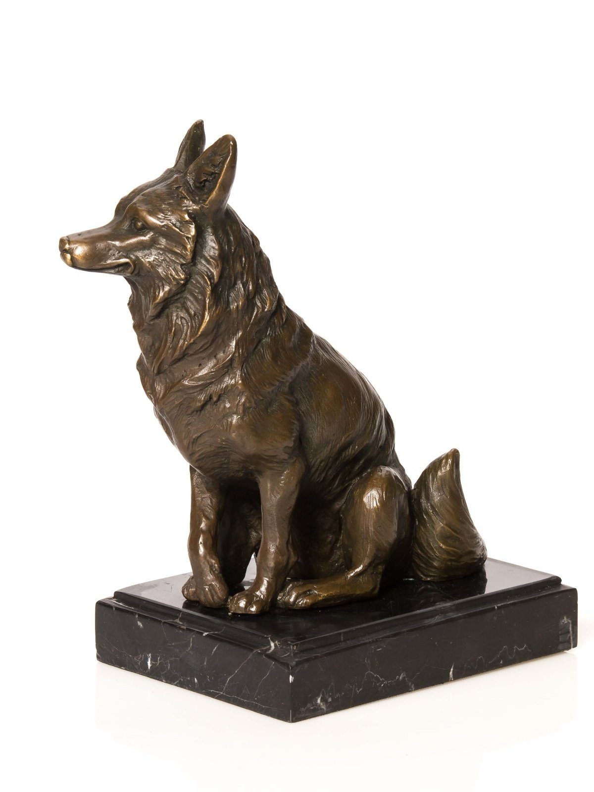 Skulptur Fuchs Stein Aubaho Bronze Bronzeskulptur Skulptur Jagd Figur Jäger