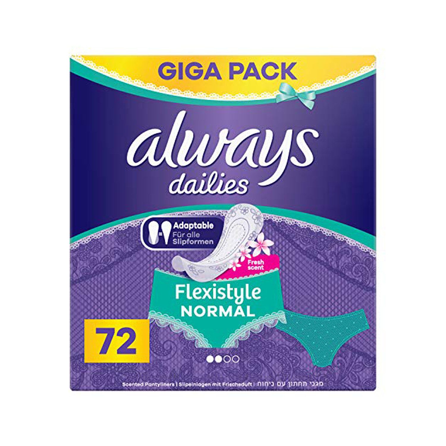 always Slip-Einlage Always Dailies 72 Скользить вставки Flexistyle Fresh Normal Giga Pack mit d