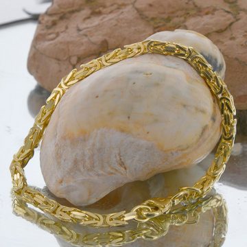 HOPLO Goldarmband Goldkette Königskette Länge 21cm - Breite 3,5mm - 585-14 Karat Gold