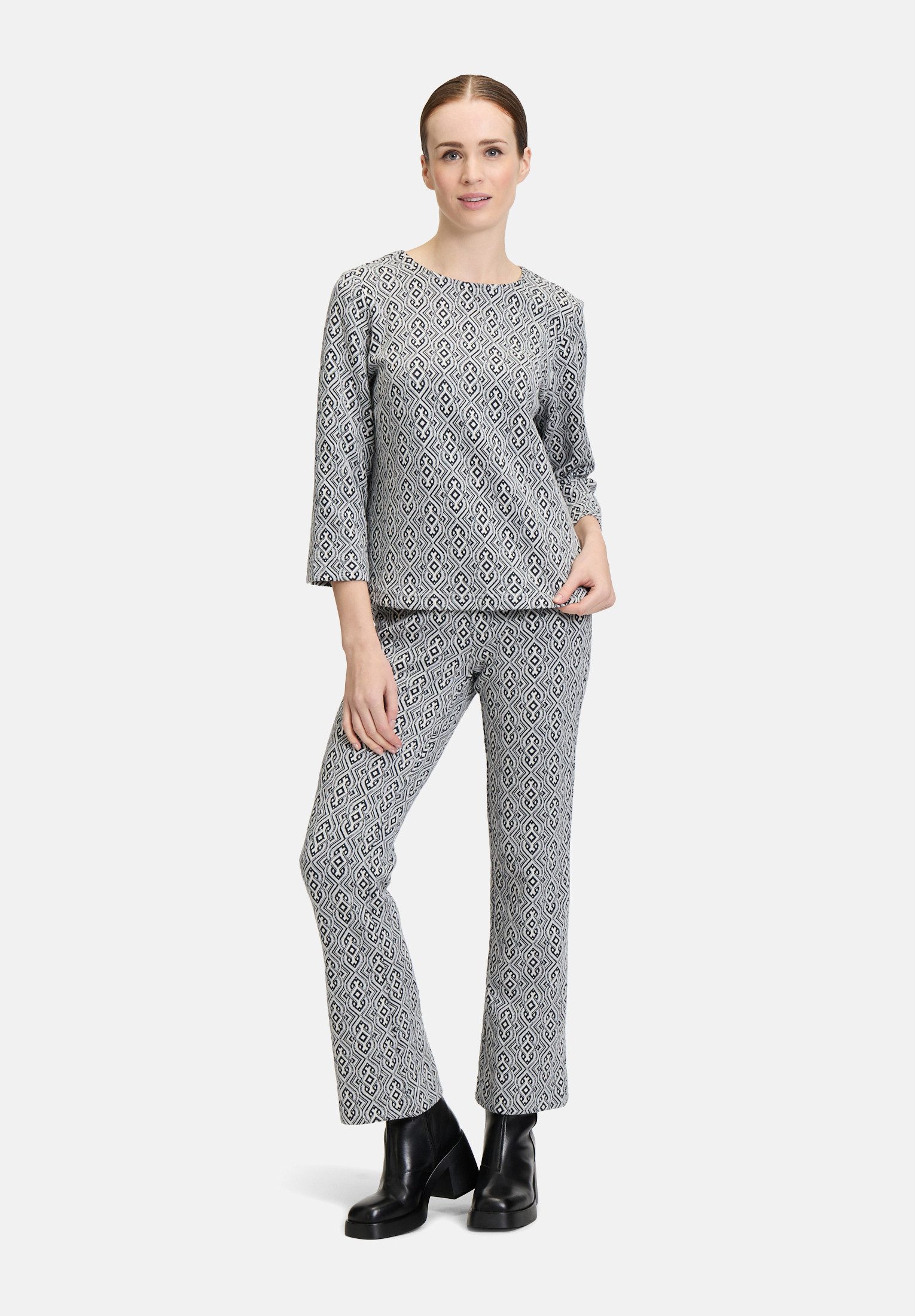 Cartoon Shirtbluse Damen mit Jacquard