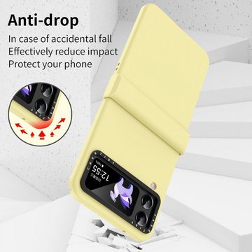 Wigento Handyhülle Für Samsung Galaxy Z Flip4 Handyhülle Gelb Schutz Cover Handy Tasche