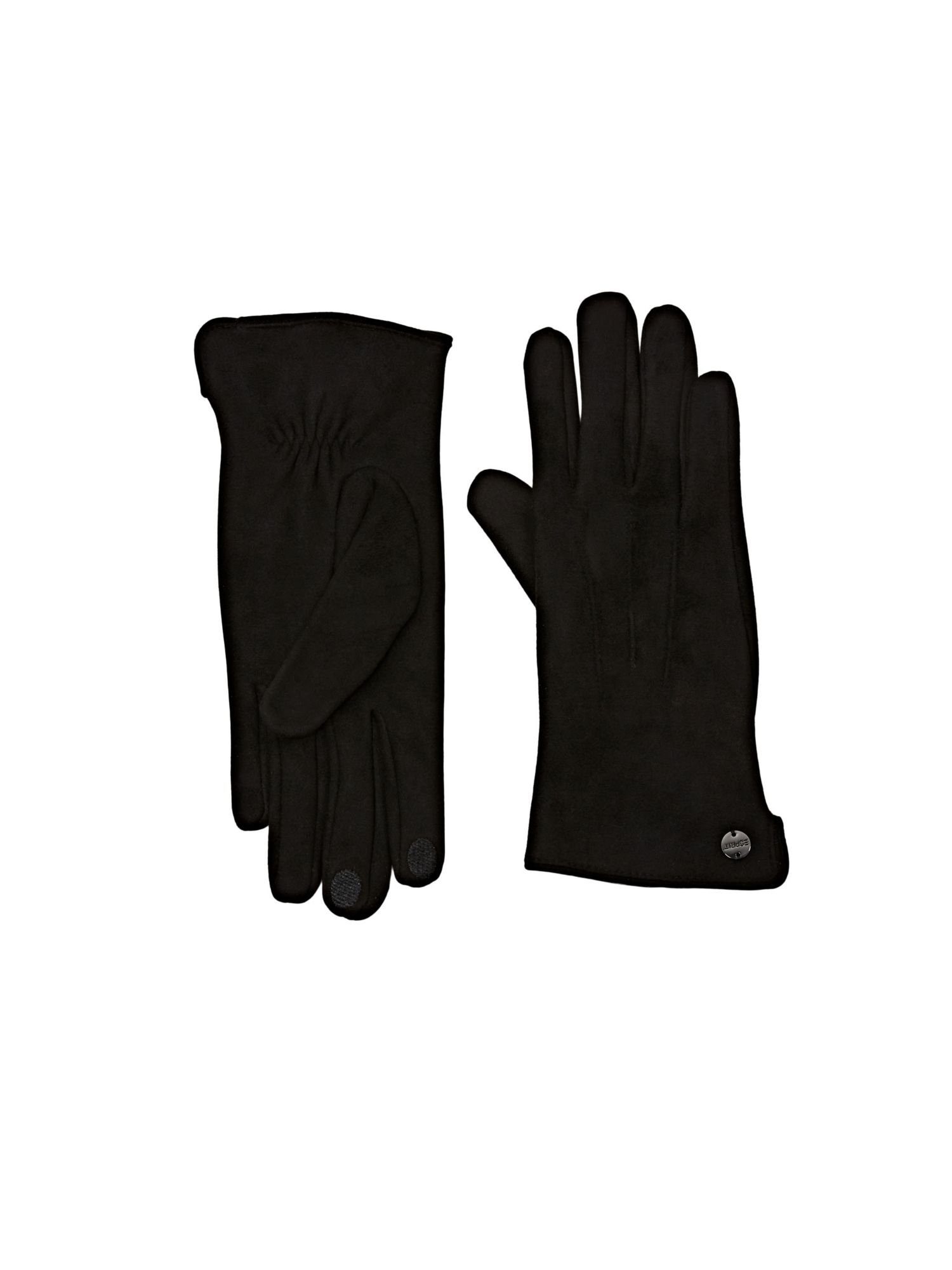 BLACK Strickhandschuhe Touchscreen-Funktion Rauleder-Handschuhe mit Esprit