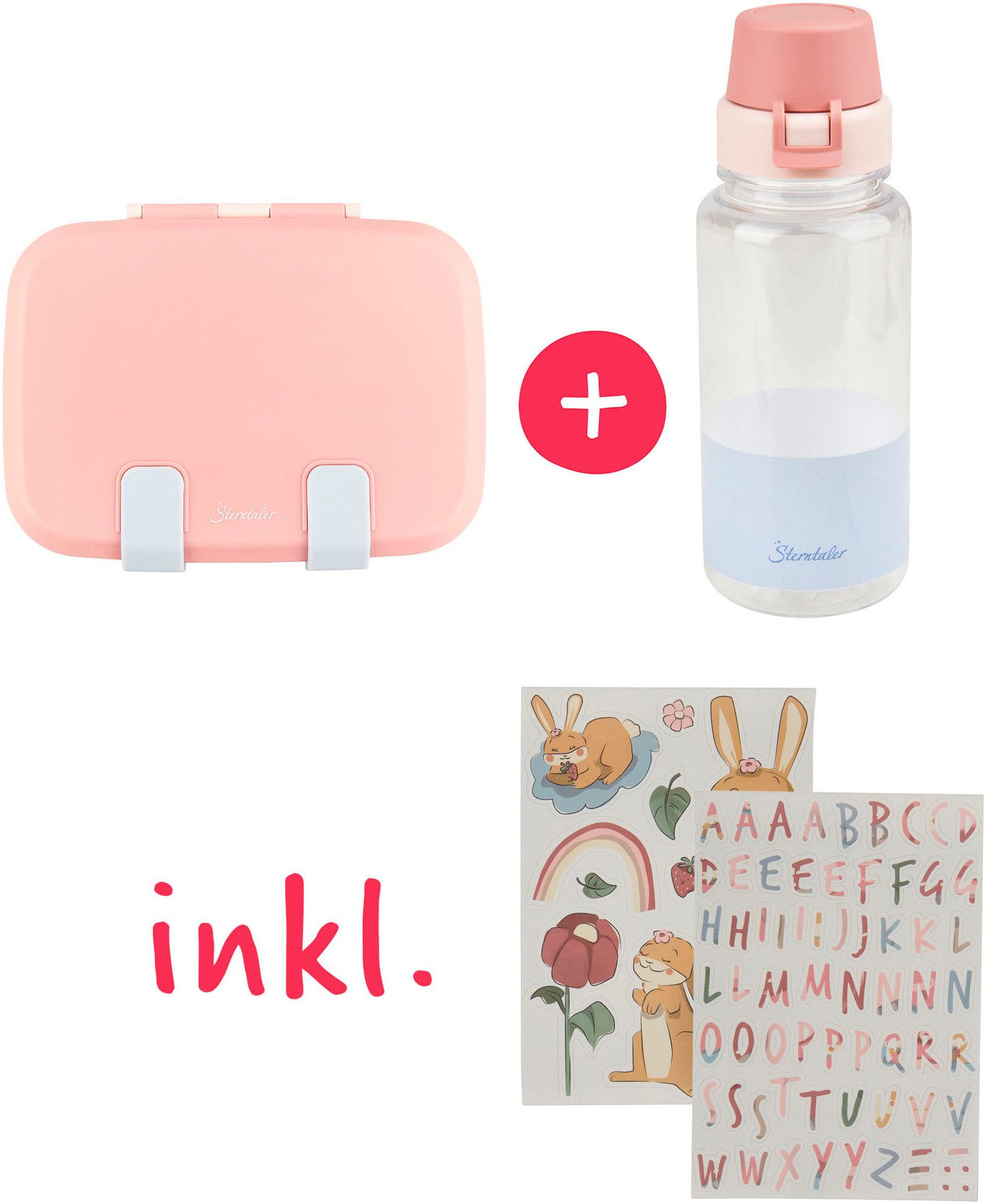 Sterntaler® Lunchbox Trinkflasche+Brotdose Hanni, Polyprophylen (PP), Tritan, (Set, 2-tlg), mit Trinkflasche; individuell personalisierbar