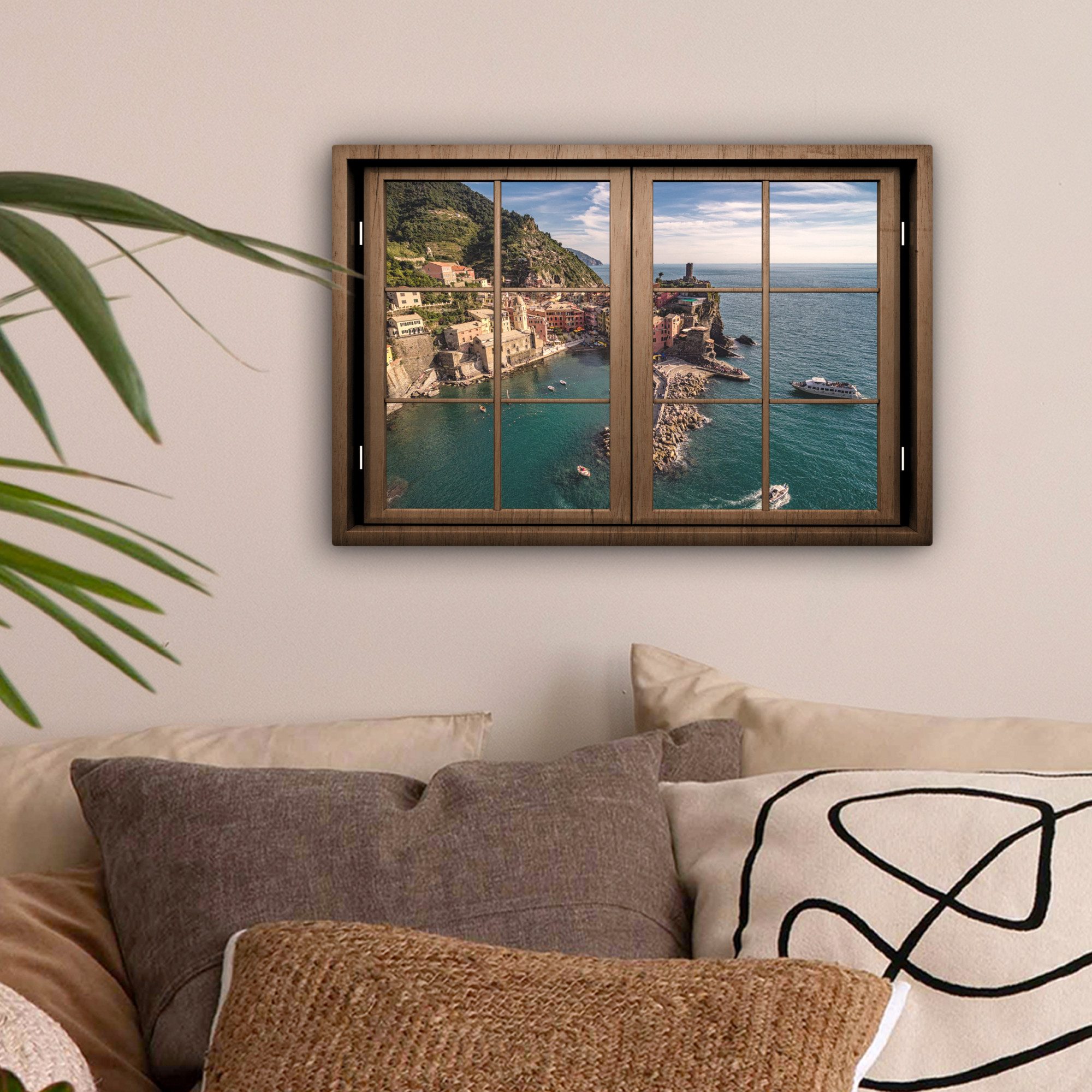 OneMillionCanvasses® Leinwandbild Fensterblick - Fenster - günstig online kaufen
