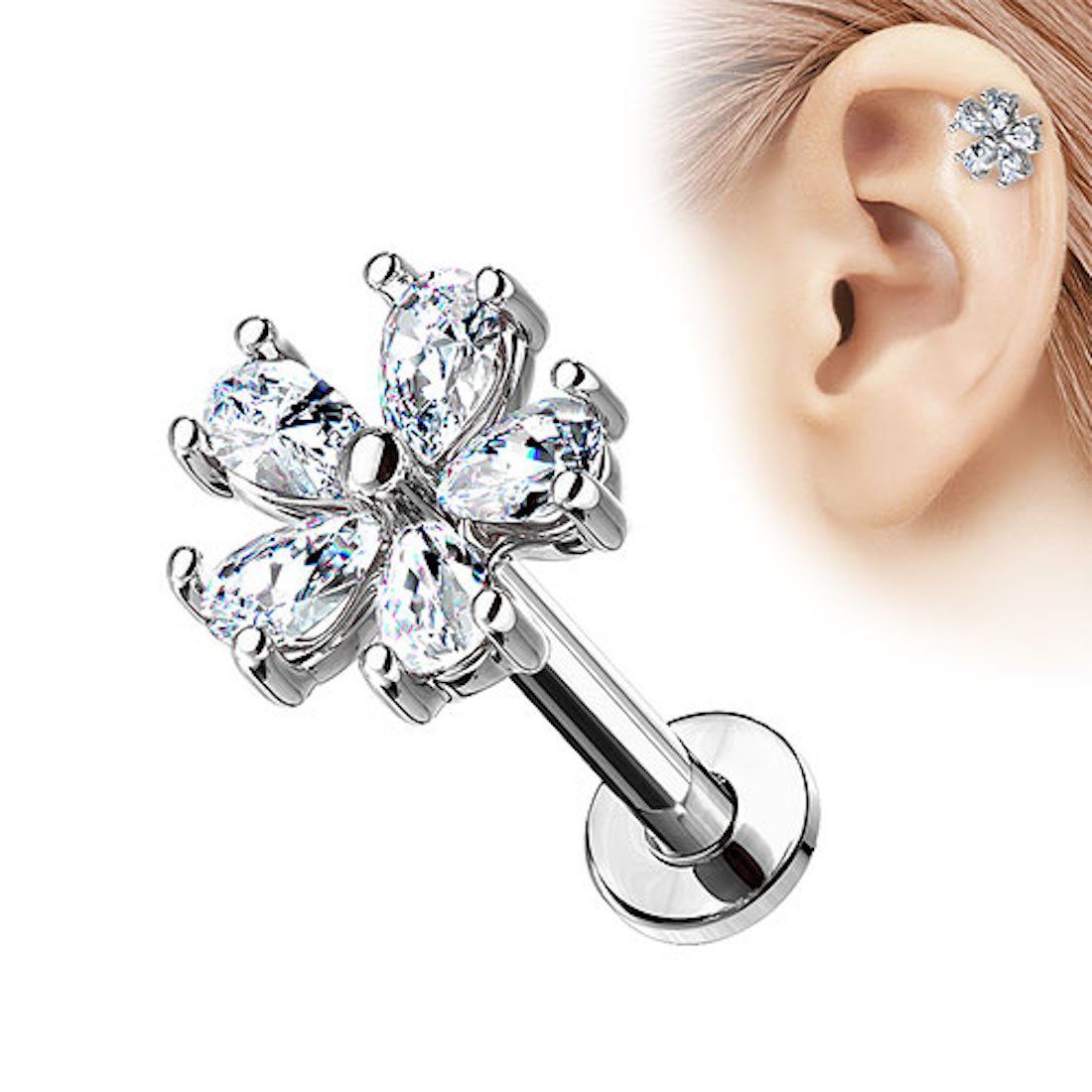 Taffstyle Piercing-Set Piercing Stab mit Kristall günstig online kaufen
