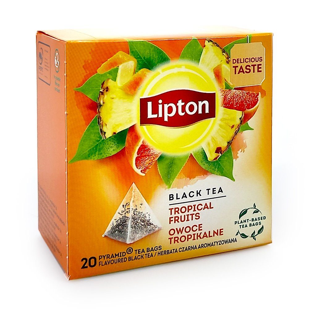 Unilever Teekanne Lipton Schwarztee Tropical Fruits, 20er Pack