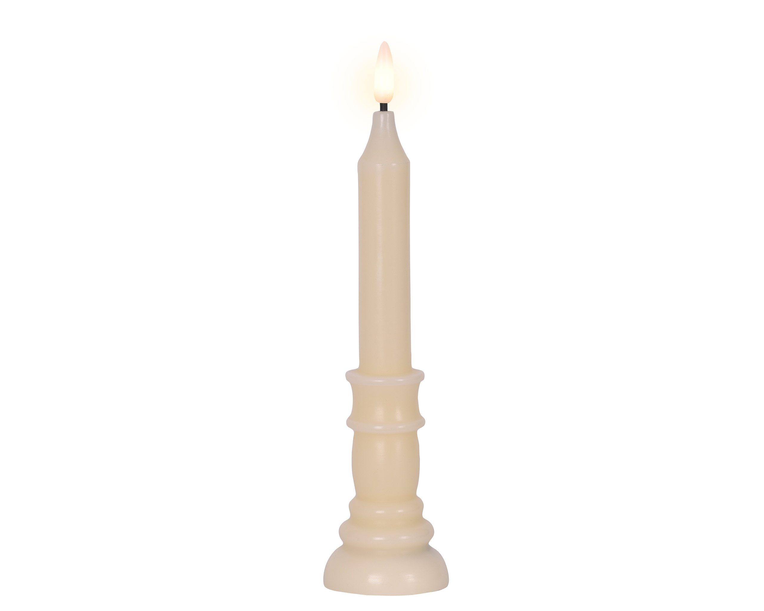 Lumineo LED-Kerze, LED Kerze 27,4cm mit integriertem Kerzenständer Wachs Creme / Warmweiß
