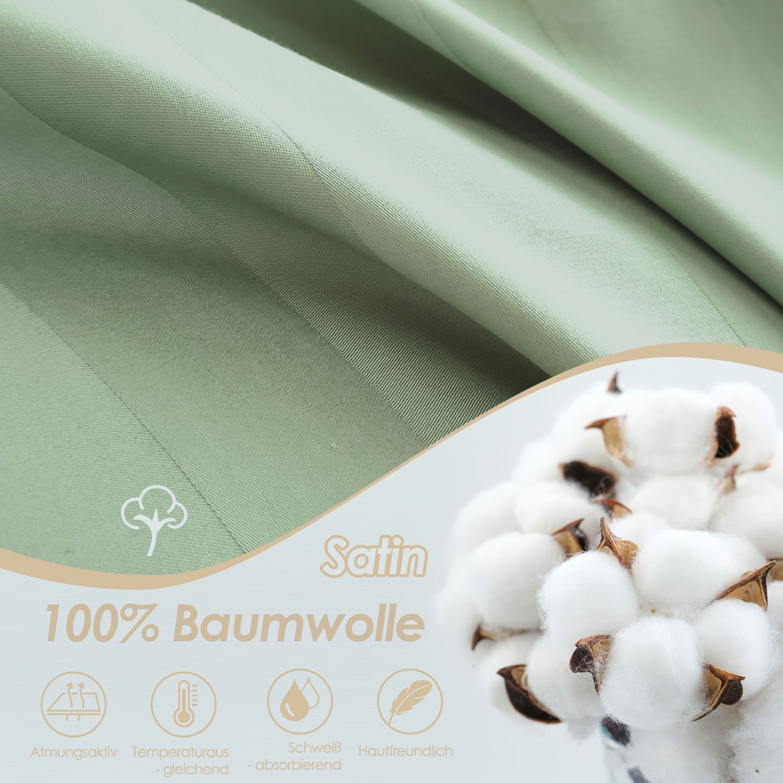 KEAYOO Kissenbezüge Satin Kissenbezug, (2 Stück), 100% Baumwolle mit Reißve günstig online kaufen