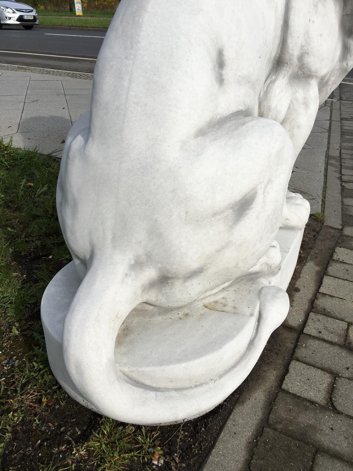 Antikes Wohndesign Gartenfigur XXXL Löwe Löwen Türwächter Tierfigur Steinskulpt Torwächter Steinfigur