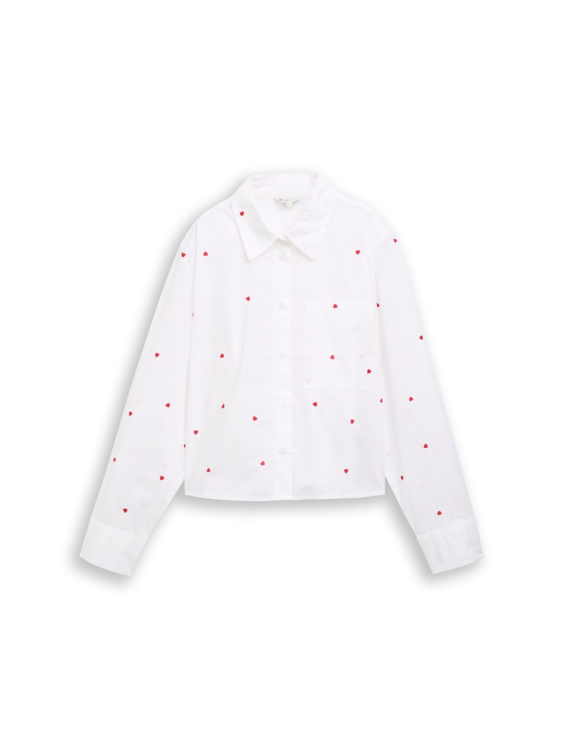 TOM TAILOR Denim Blusentop boxy poplin shirt with embro