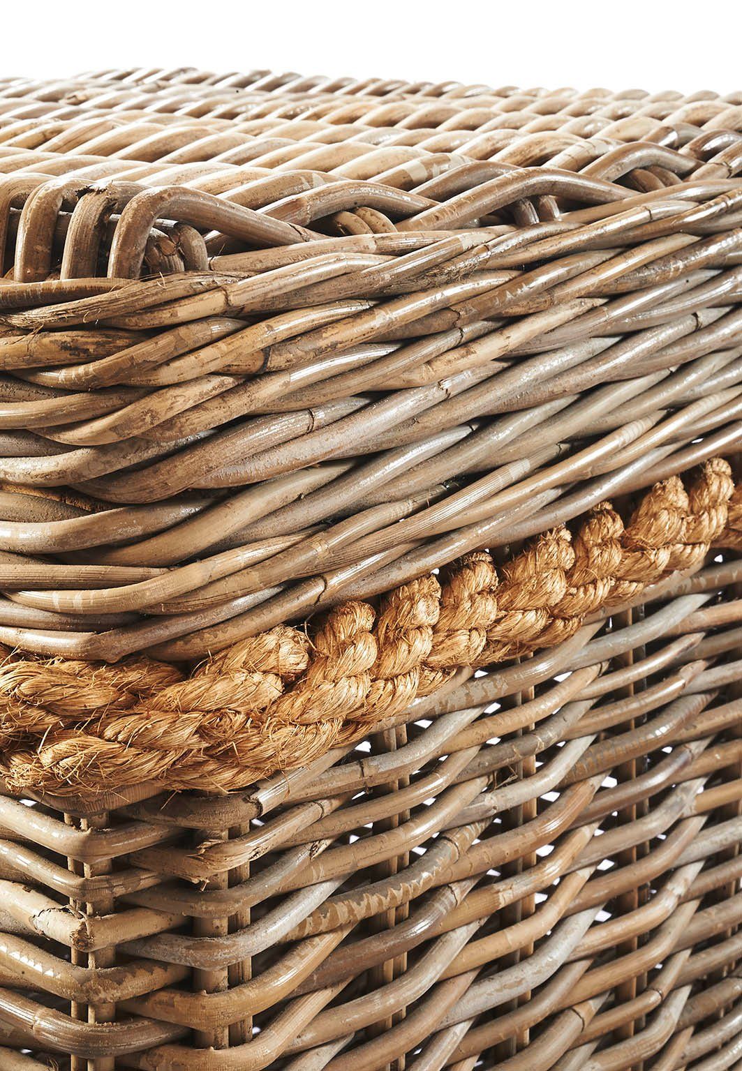 Kobolo Truhe Sitztruhe aus geflochtenem Rattan in kubu grey 50x50x45 cm