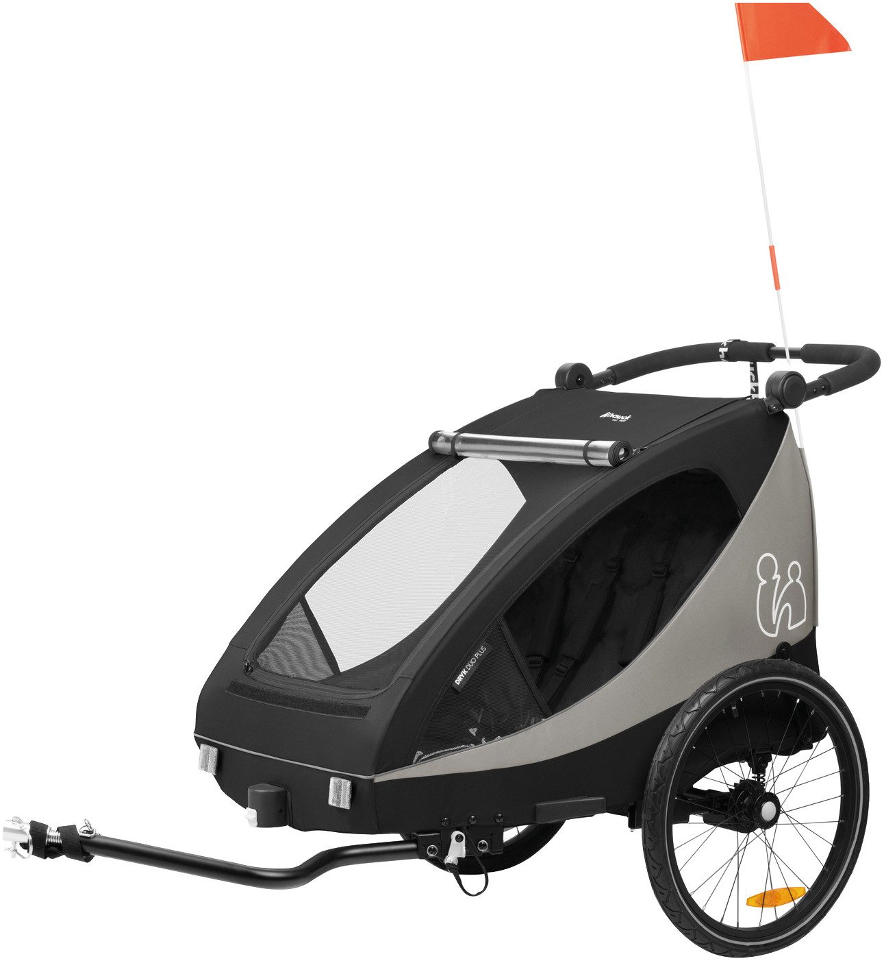 Hauck Fahrradkinderanhänger 2in1 Bike Trailer und Buggy Dryk Duo Plus, black, für 2 Kinder, inklusive Deichsel