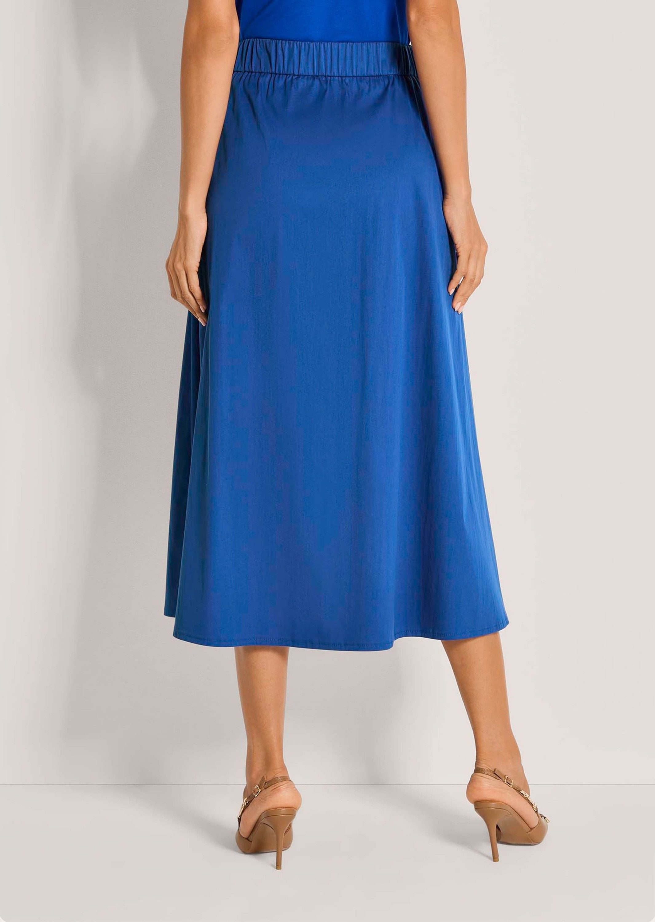MADELEINE Maxirock Baumwollrock mit Kellerfalten Schlupfrock mit Teildehnbund und Wadenlänge