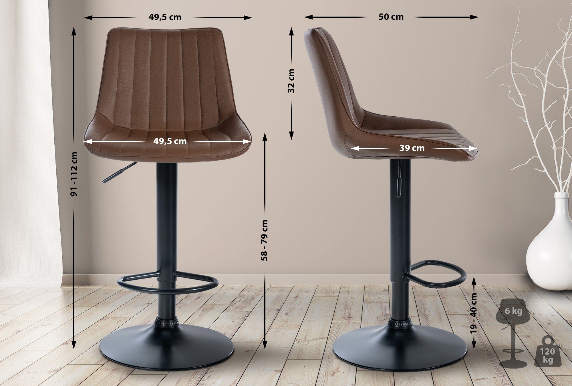CLP Barhocker Toni Kunstleder (2er Set, günstig online kaufen