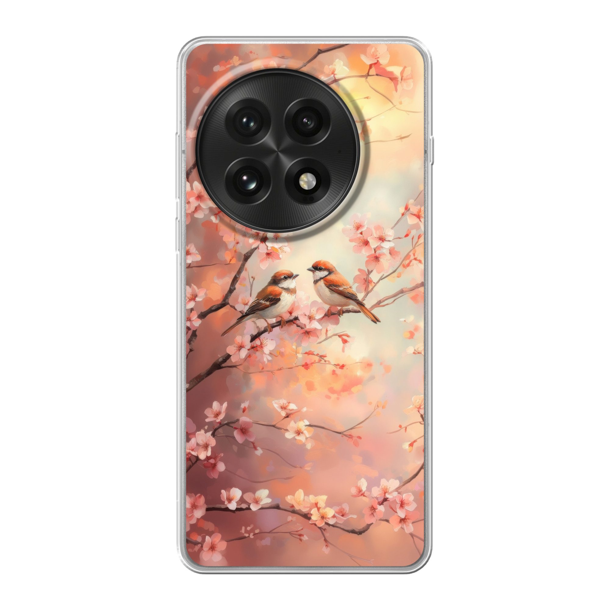 MuchoWow Handyhülle für OnePlus 13 Vögel - Romantisch - Blühende Zweige, Phone Case, Silikon, Schutzhülle Dünn