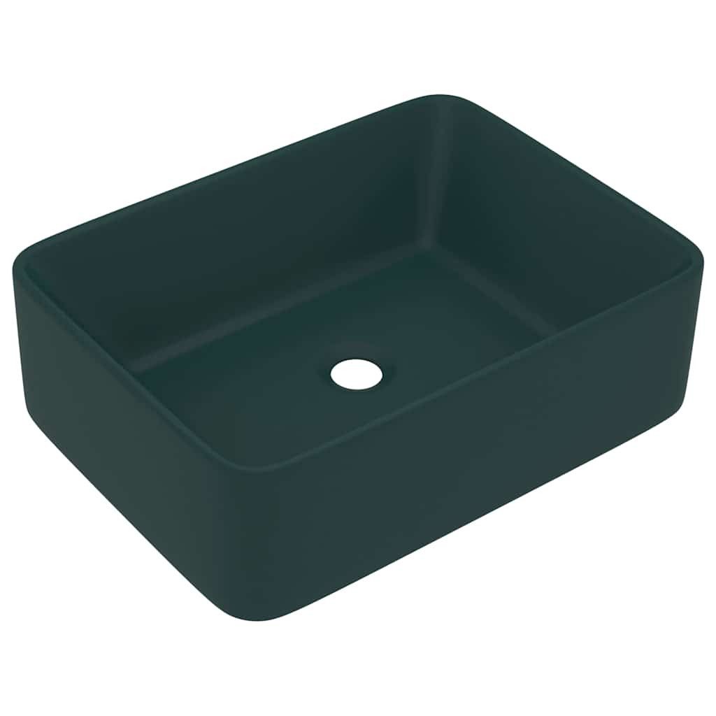 vidaXL Waschbecken Luxus-Waschbecken Matt Dunkelgrün 41x30x12 cm Keramik