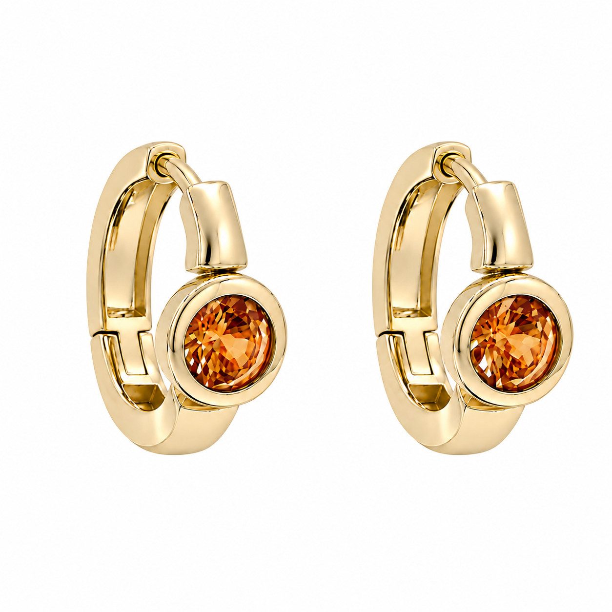 Sogni d'oro Paar Creolen "Carla" mit Mandarin Granat, Gelbgold 375