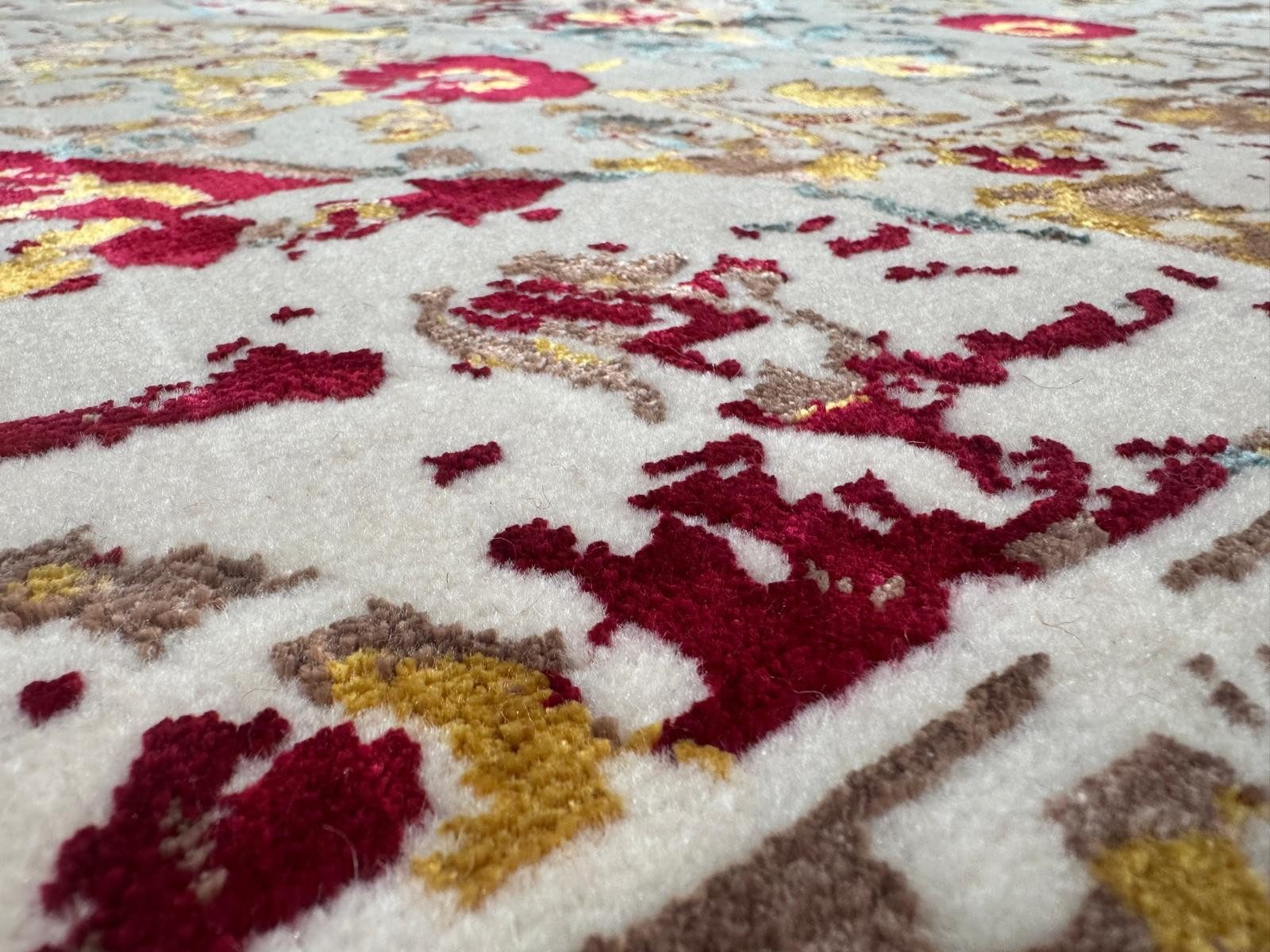 Rug Studios Teppich Teppich DESIGNER TEPPICH;, Größe: 200x300 cm, maschinell gewebt, Rechteckig, Höhe: 17 mm, modern, 200 x 300 cm, Rot-Beige