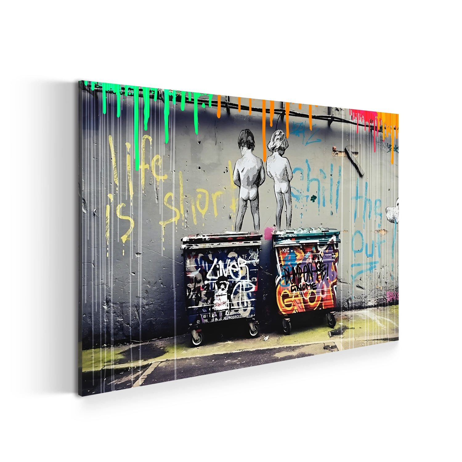 Leinwandbild Kids, zwei Jungen Pop Art Wandbild Leinwandbild Kunst Deko XL