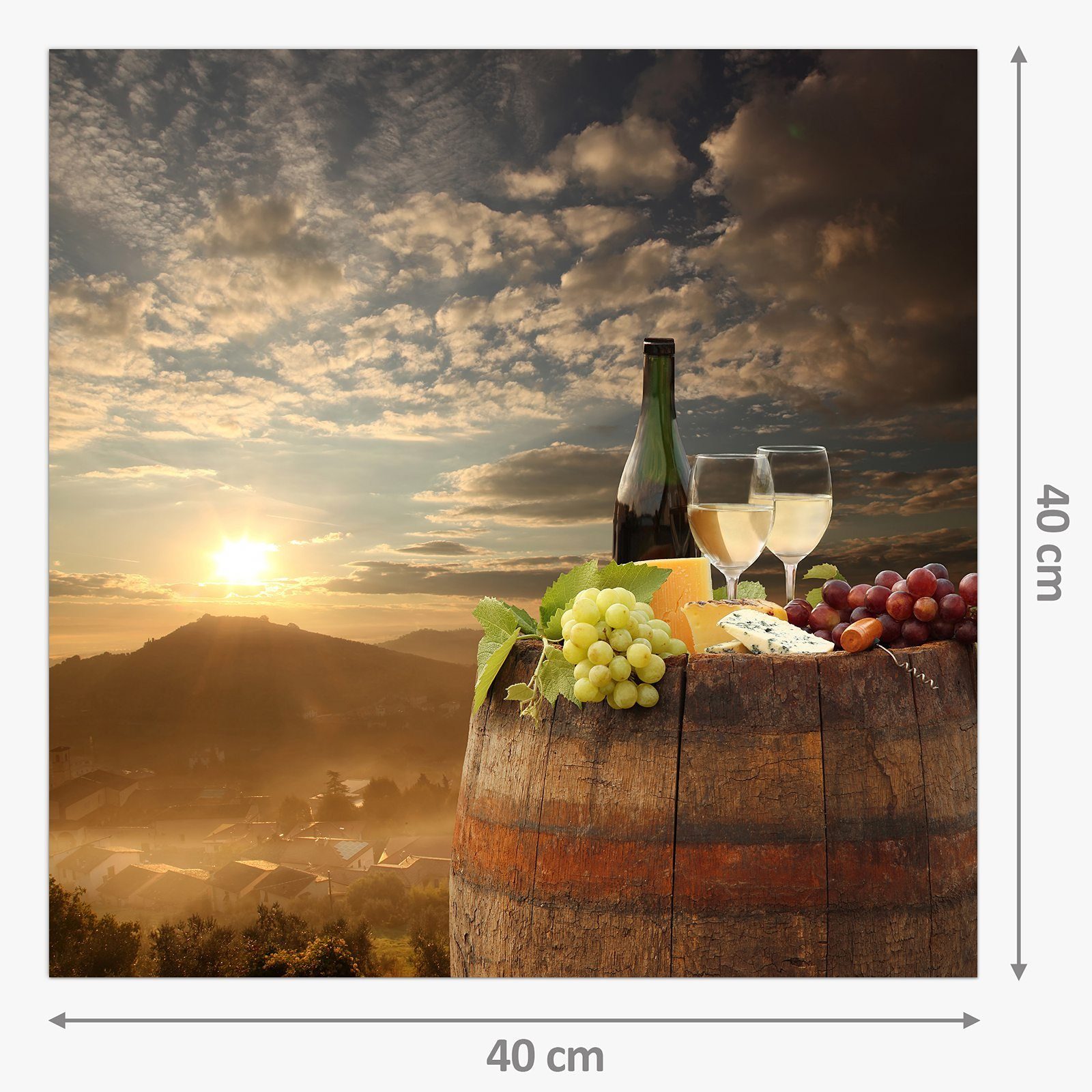 Spritzschutz der Wein Abenddämmerung Glas Primedeco in Motiv mit Küchenrückwand Küchenrückwand
