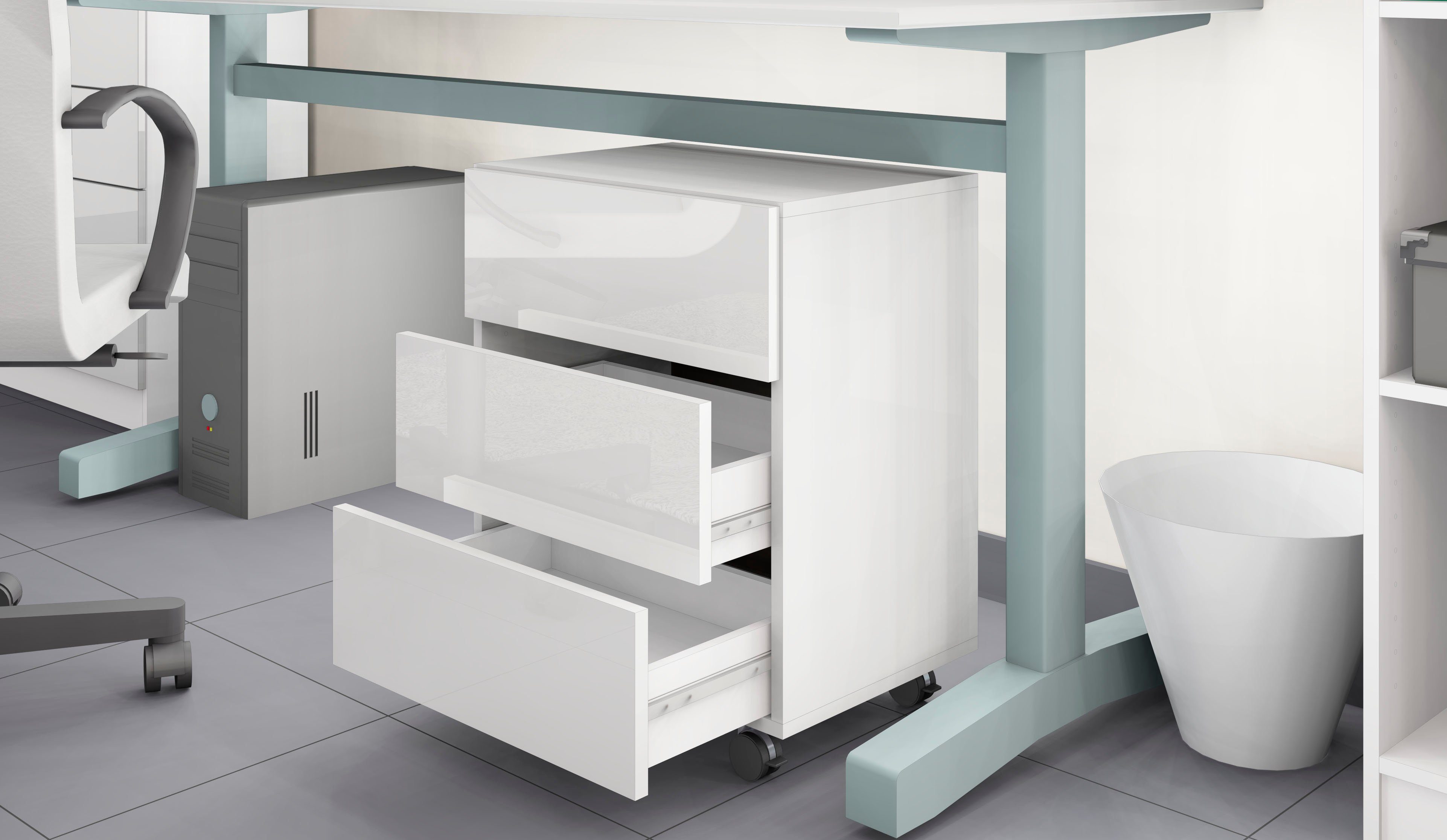 borchardt Möbel Rollcontainer Vaasa, in moderner griffloser Optik