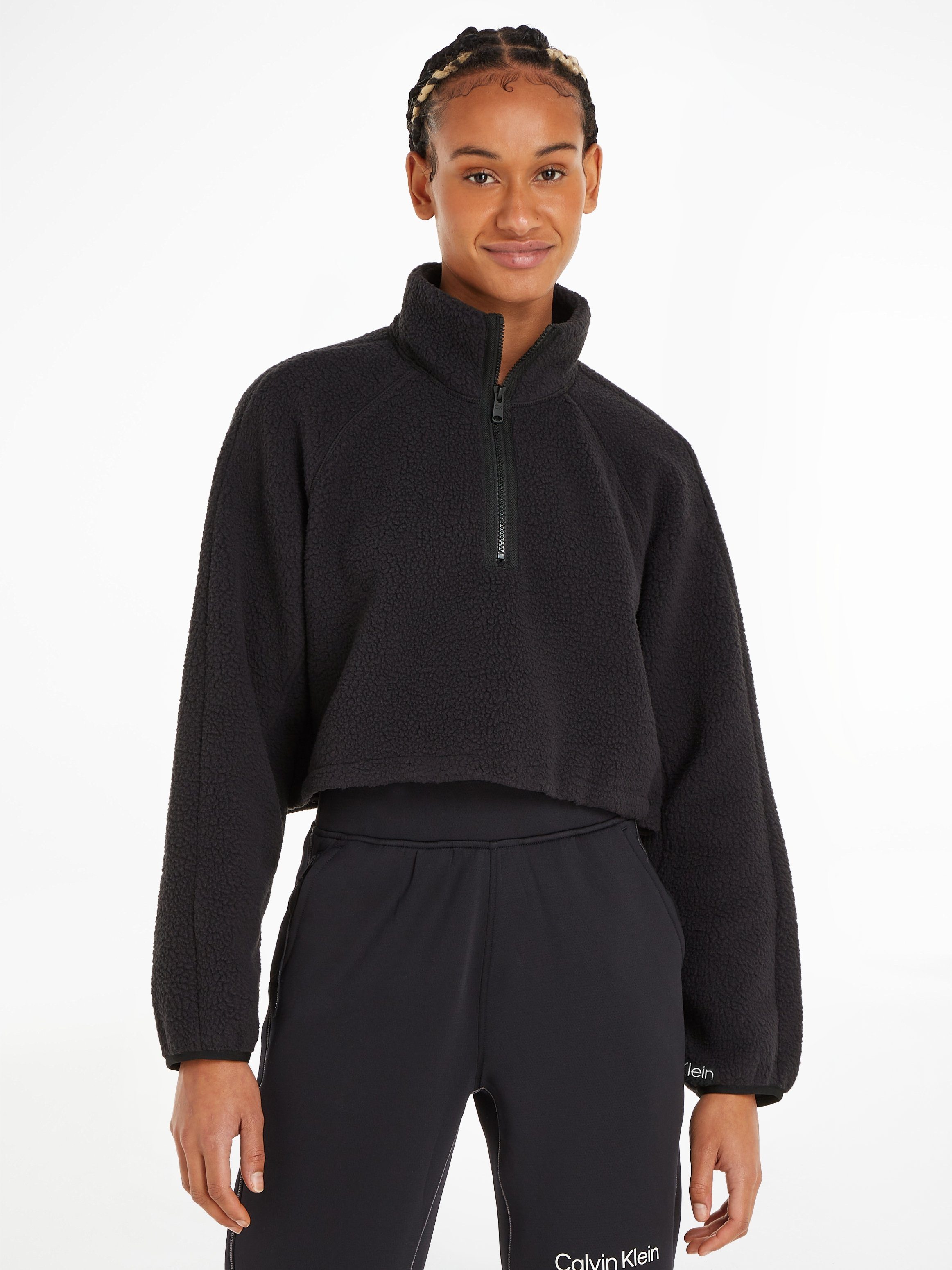Calvin Klein Sport Stehkragenpullover HYBRID - Sherpa Pullover schwarz