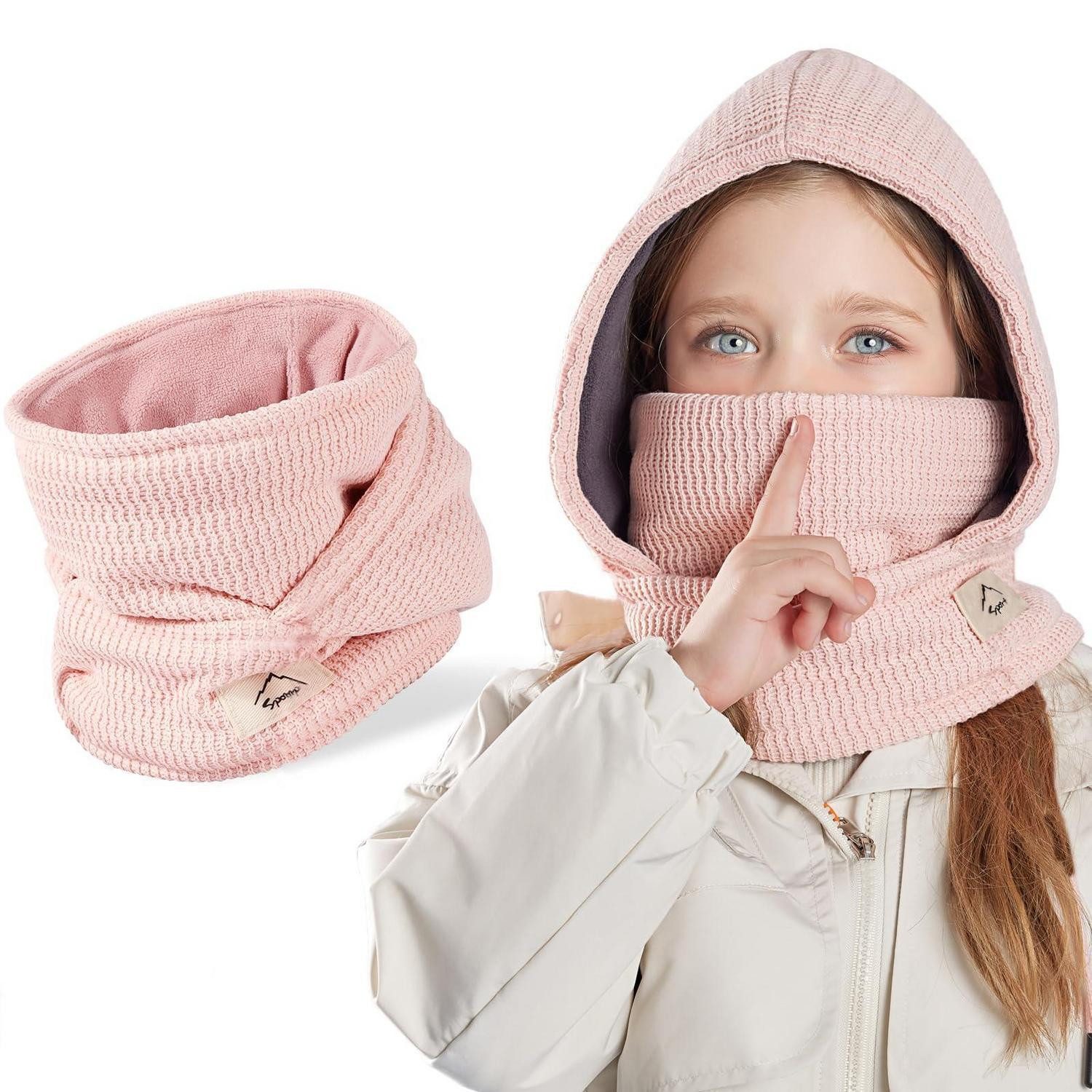 LuxusKollektion Sturmhaube Sturmhaube Kinder Thermo Fleece Skimaske Mütze Winddicht RosaA