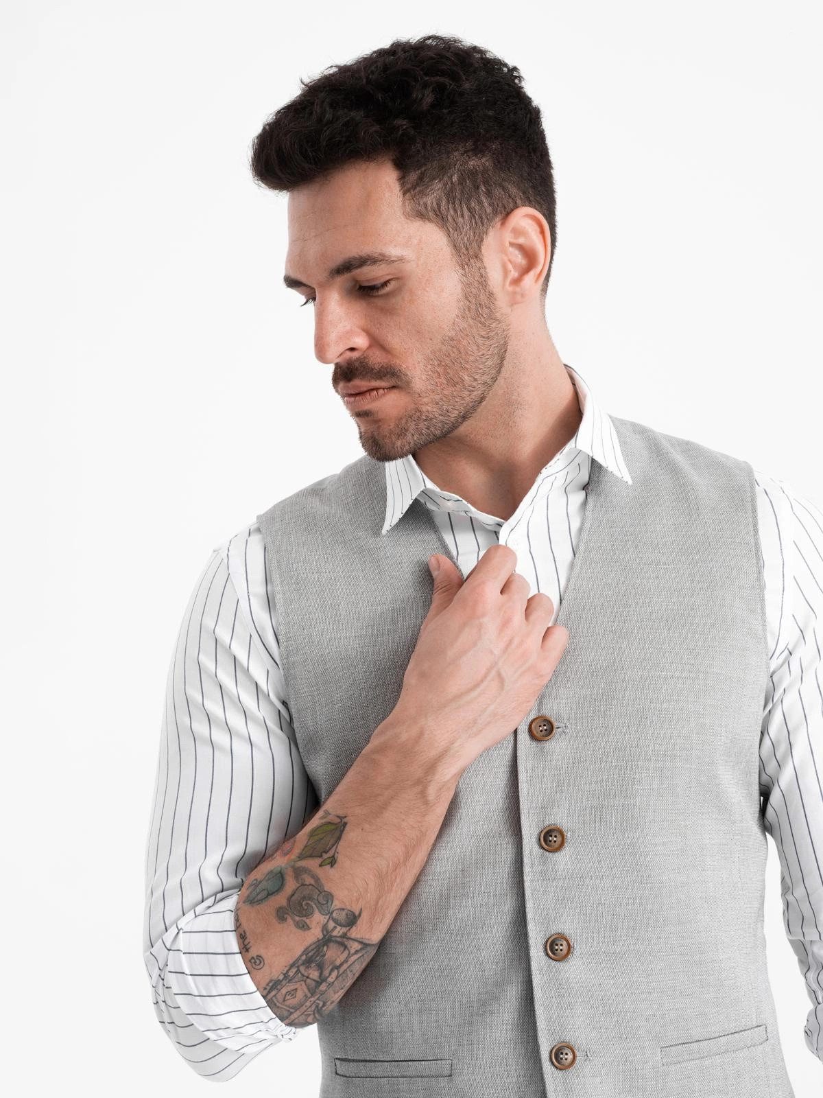OMBRE Anzugweste Herren-Jacquard-Anzugweste ohne Revers günstig online kaufen
