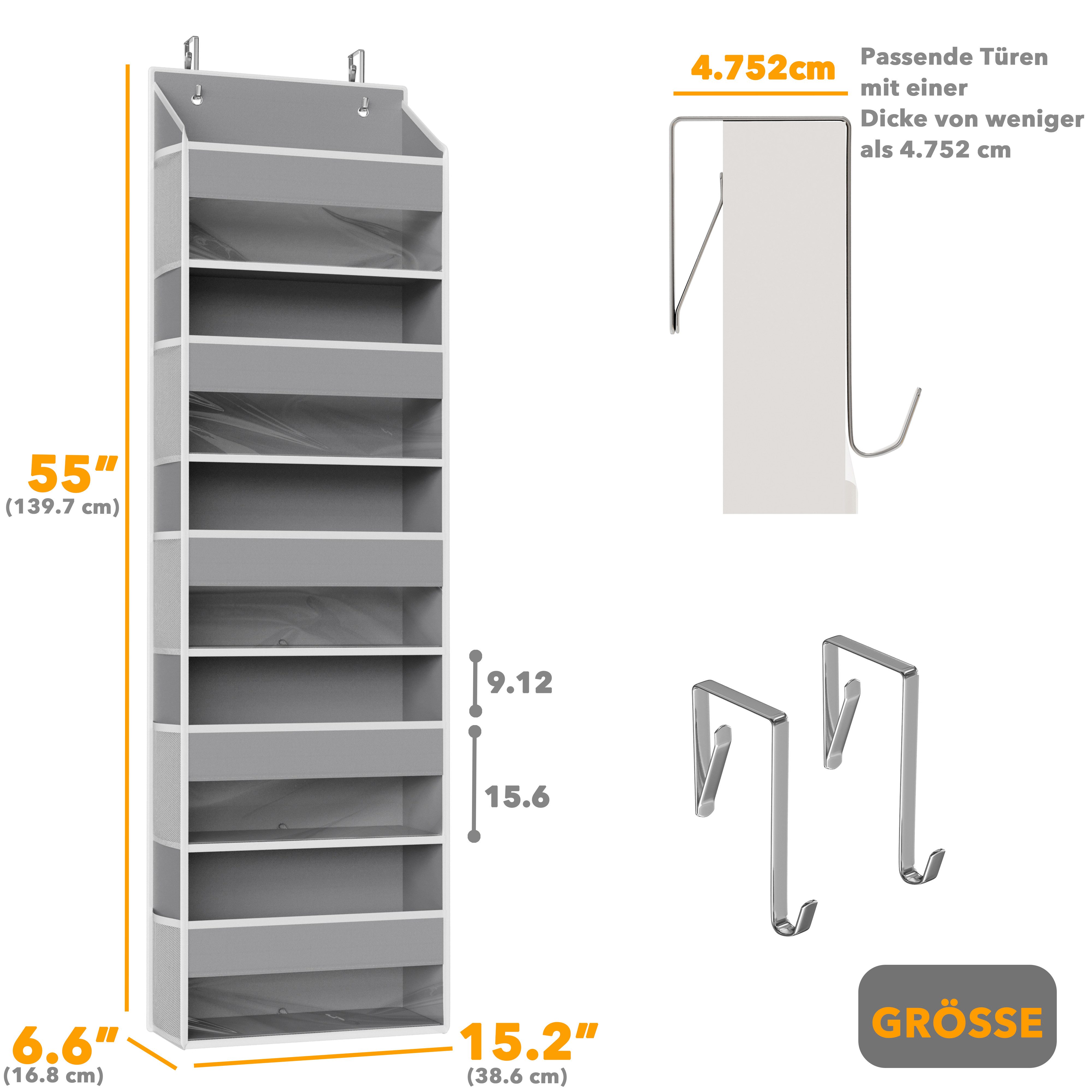 SpaceAid Hängeregal Organizer, Tür-Organizer mit 5 großen Fächern, 10 Mesh-Seitentaschen und klaren Fenstern, für Schlafzimmer, Badezimmer