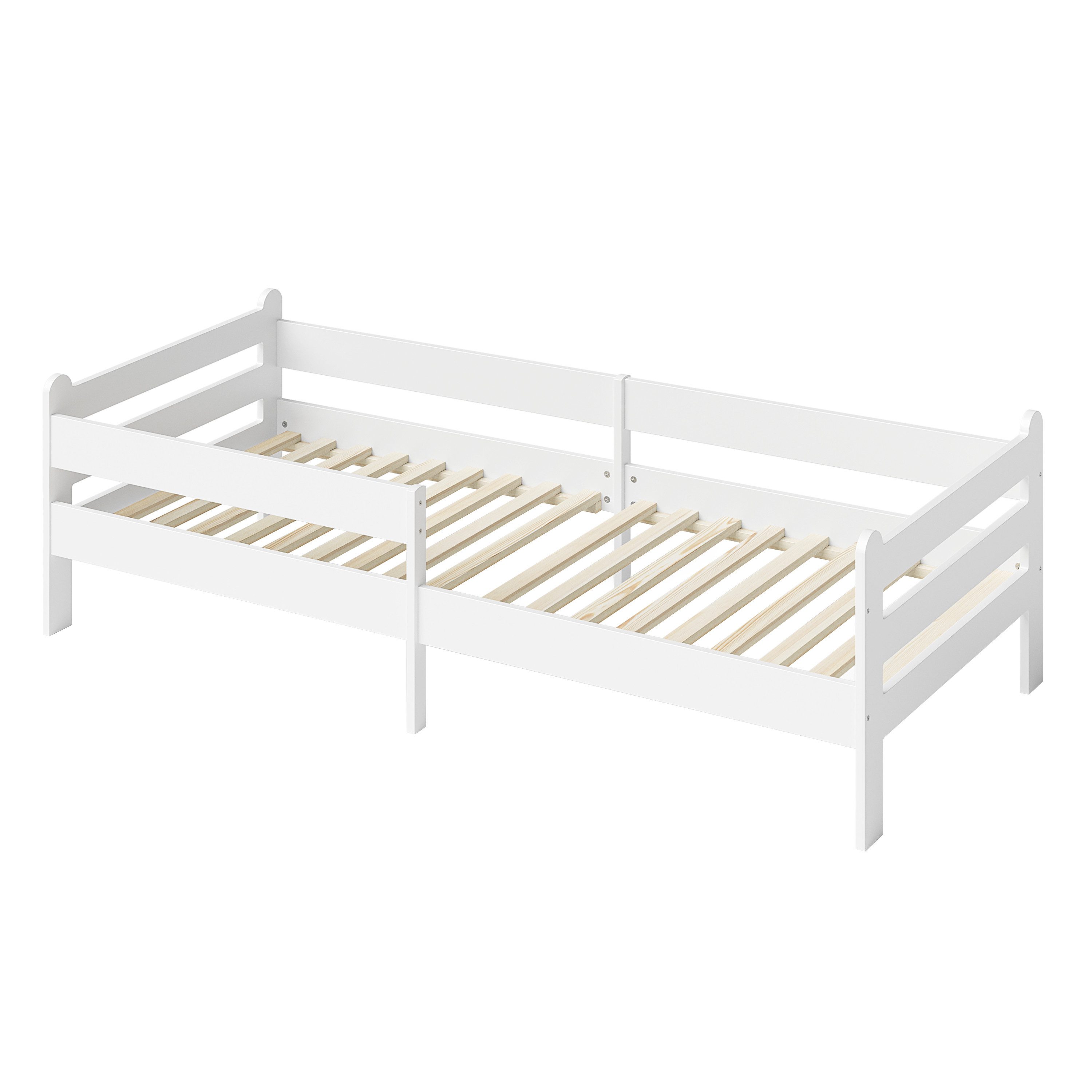 Bellabino Kinderbett Kuru 90x200 cm (weiß, integriertes Lattenrost und Raus günstig online kaufen