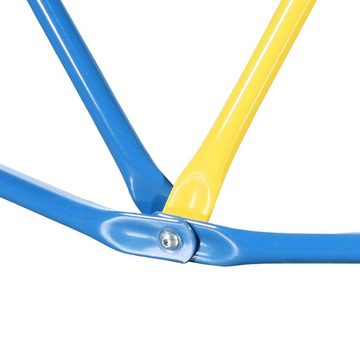 Ulife Klettergerüst 8ft Kletterkuppel mit Schaukel in blau & gelb 243,8*243,8*115,8 cm, (Packung), 3-5 Jahre alt, ergonomische Handgriffe, rutschhemmende Beschichtung