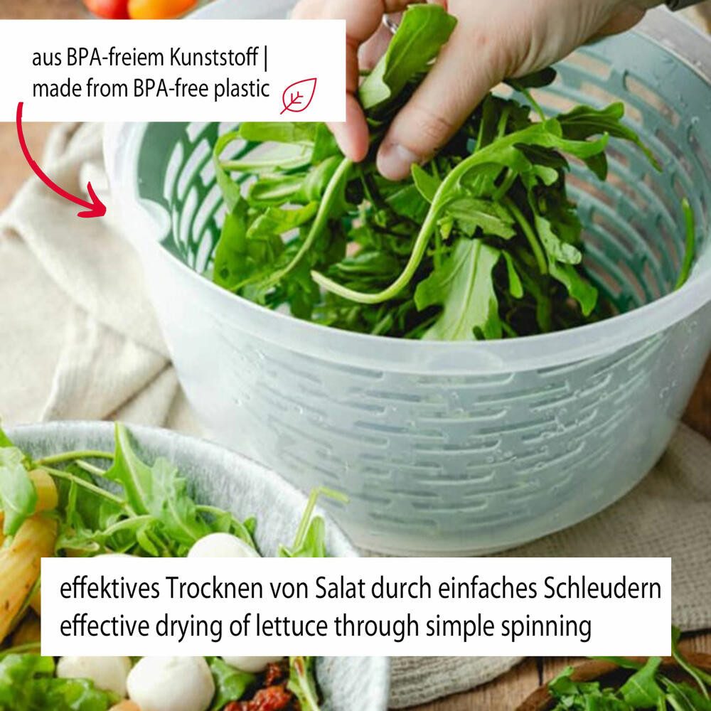 WESTMARK Salatschleuder "Spinderella" (4,4l) und Mix- und Schüttelbecher "Mix-Ei" (0,25l), Made in Germany, spülmaschinengeeignet, BPA-frei