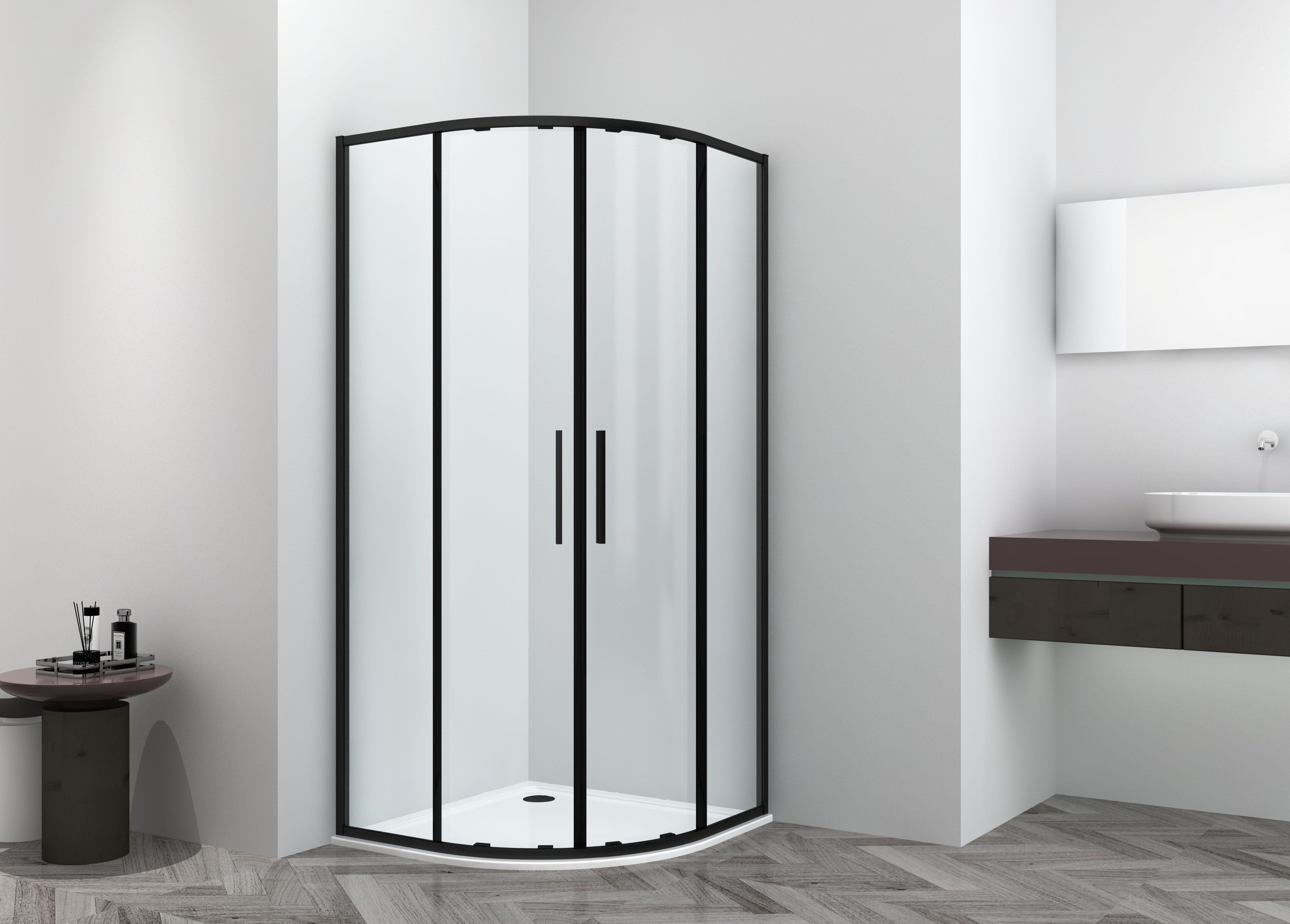 Sanotechnik Runddusche Sanotechnik SlimLIne Rundduschkabine schwarz, Einscheibensicherheitsglas