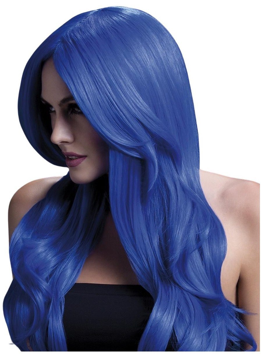 Smiffys Kostüm-Perücke Beach Waves neon-blau - Faschings Kostüm Perücke, Hochwertige Kunsthaar-Perücken aus der Fever Wig Collection