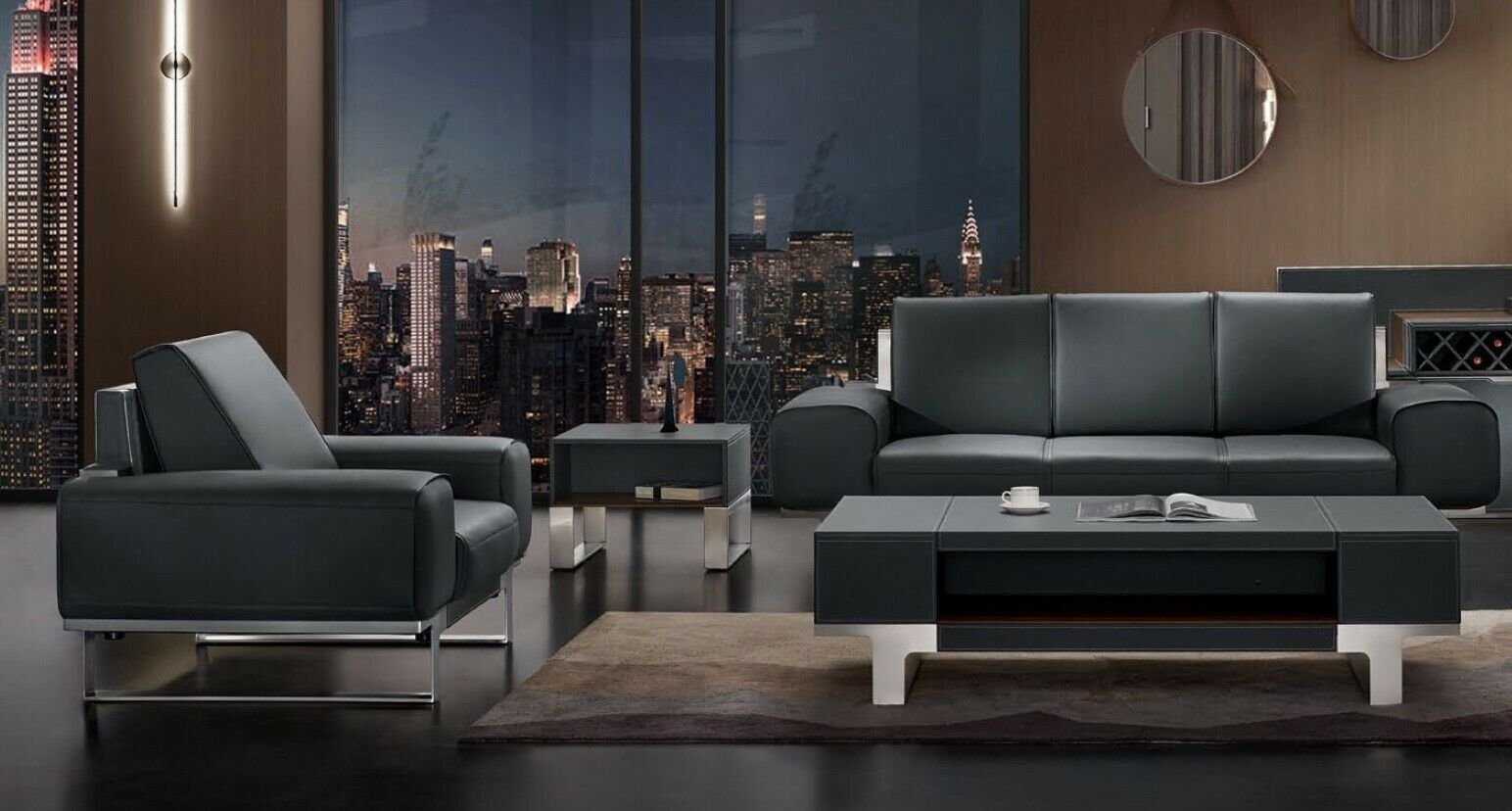 Neu, Büromöbel Set Sofa Sofagarnitur 3+1 Gruppe Europe Made JVmoebel in Poslter Schwarze